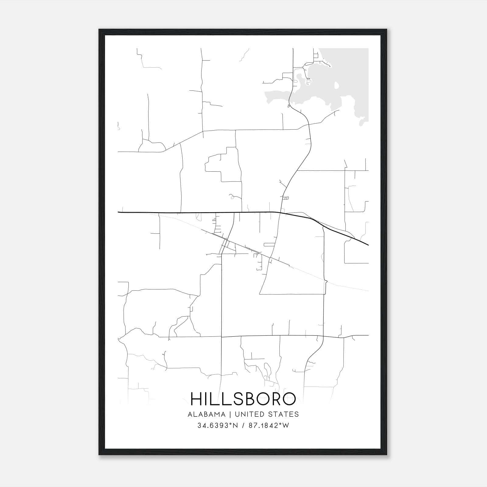 Hillsboro Alabama Map Poster, Modern Home Decor Wall Art Print Hillsboro Alabama Map Poster, Modern Home Decor Wall Art Print