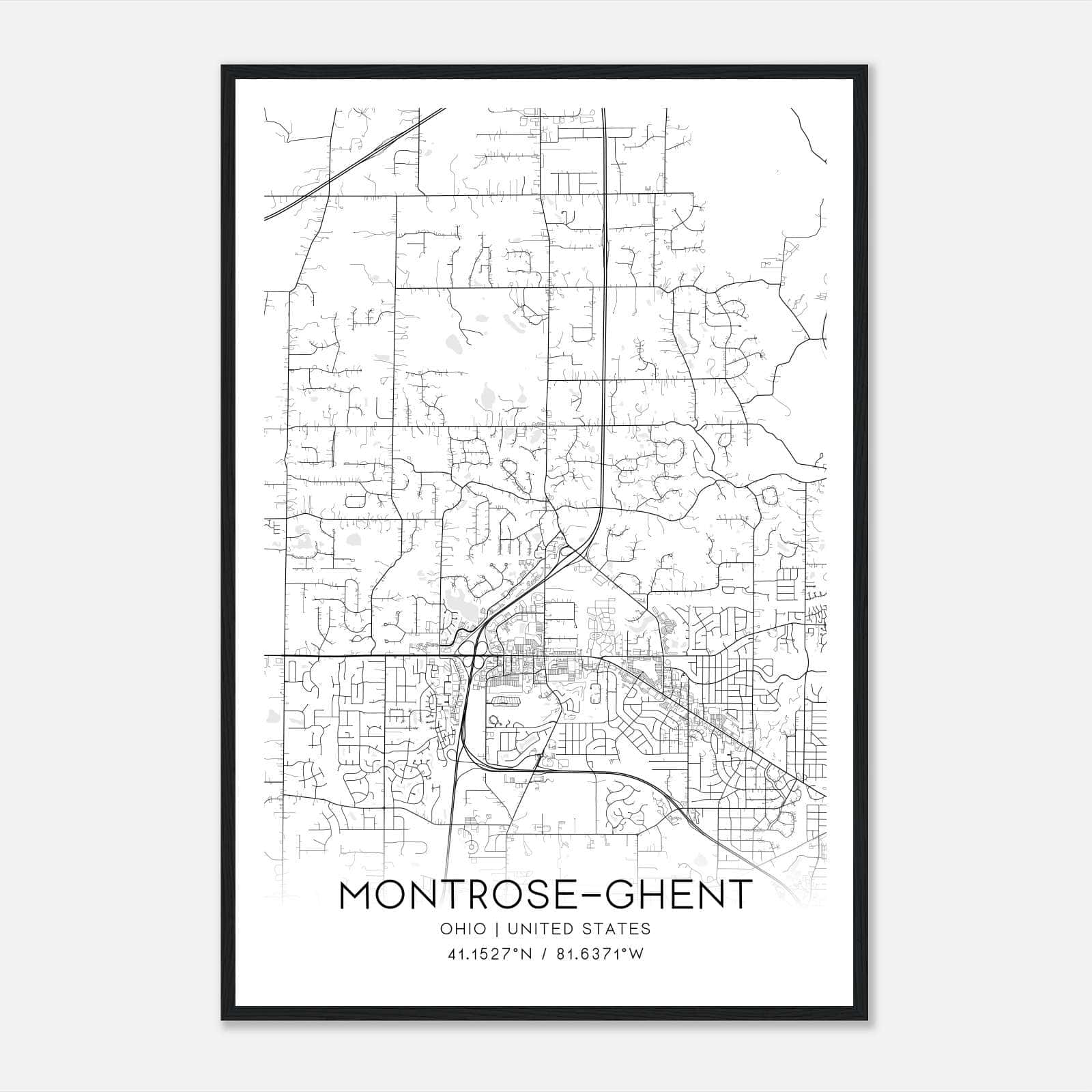 Montrose-Ghent Ohio Map Poster, Modern Home Decor Wall Art Print Montrose-Ghent Ohio Map Poster, Modern Home Decor Wall Art Print