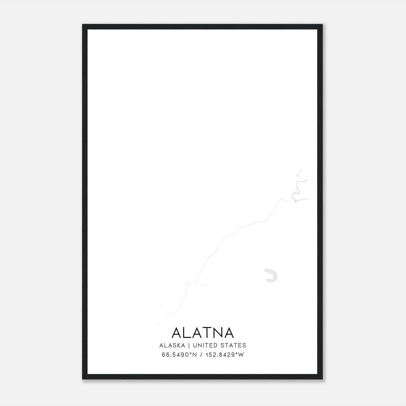 Alatna Alaska Map Poster, Modern Home Decor Wall Art Print Alatna Alaska Map Poster, Modern Home Decor Wall Art Print