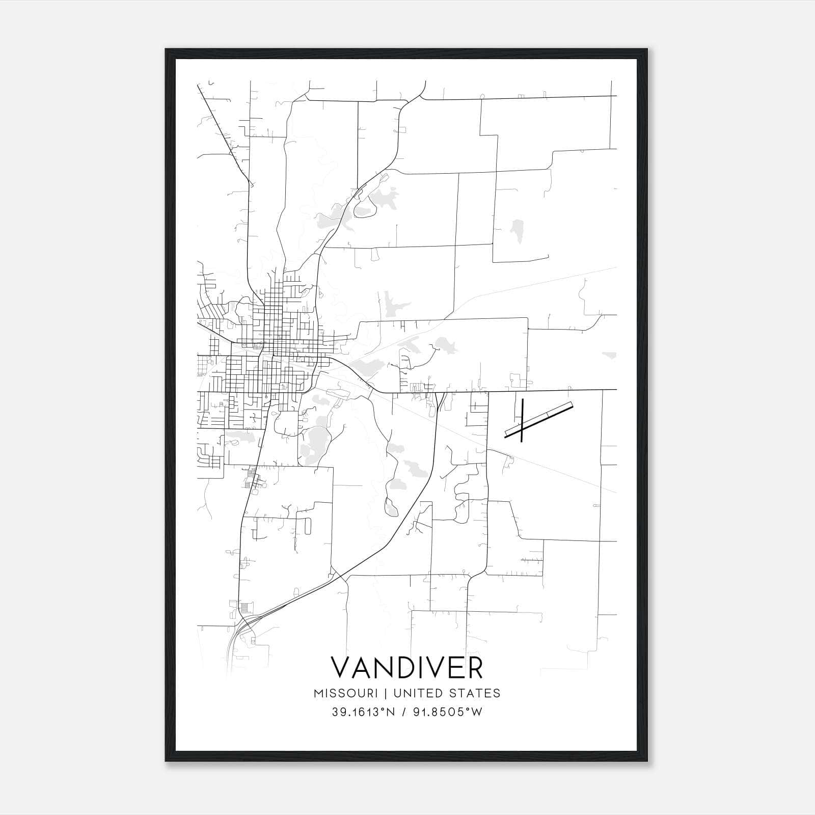 Vandiver Missouri Map Poster, Modern Home Decor Wall Art Print Vandiver Missouri Map Poster, Modern Home Decor Wall Art Print