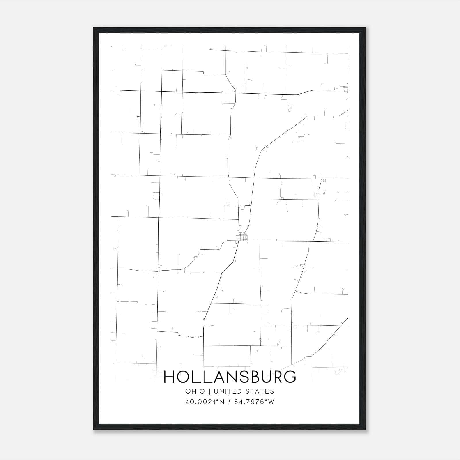 Hollansburg Ohio Map Poster, Modern Home Decor Wall Art Print Hollansburg Ohio Map Poster, Modern Home Decor Wall Art Print