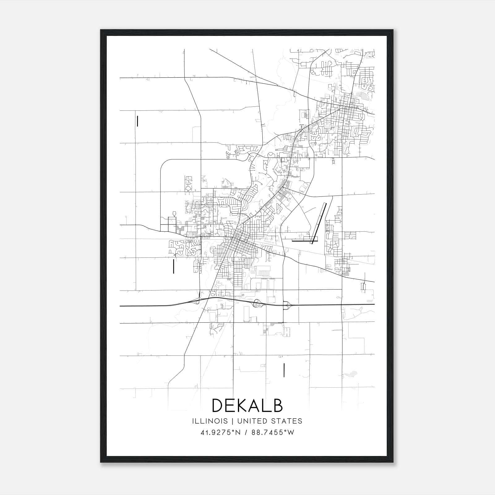 Dekalb Illinois Map Poster, Modern Home Decor Wall Art Print Dekalb Illinois Map Poster, Modern Home Decor Wall Art Print