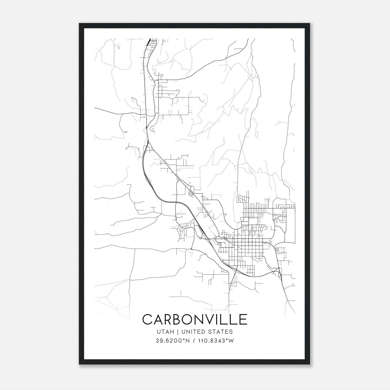 Carbonville Utah Map Poster, Modern Home Decor Wall Art Print Carbonville Utah Map Poster, Modern Home Decor Wall Art Print
