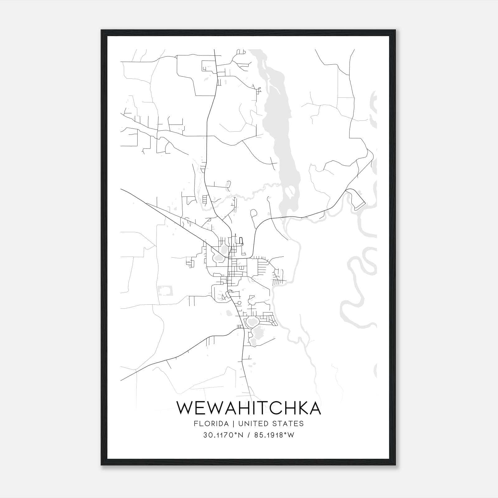 Wewahitchka Florida Map Poster, Modern Home Decor Wall Art Print Wewahitchka Florida Map Poster, Modern Home Decor Wall Art Print
