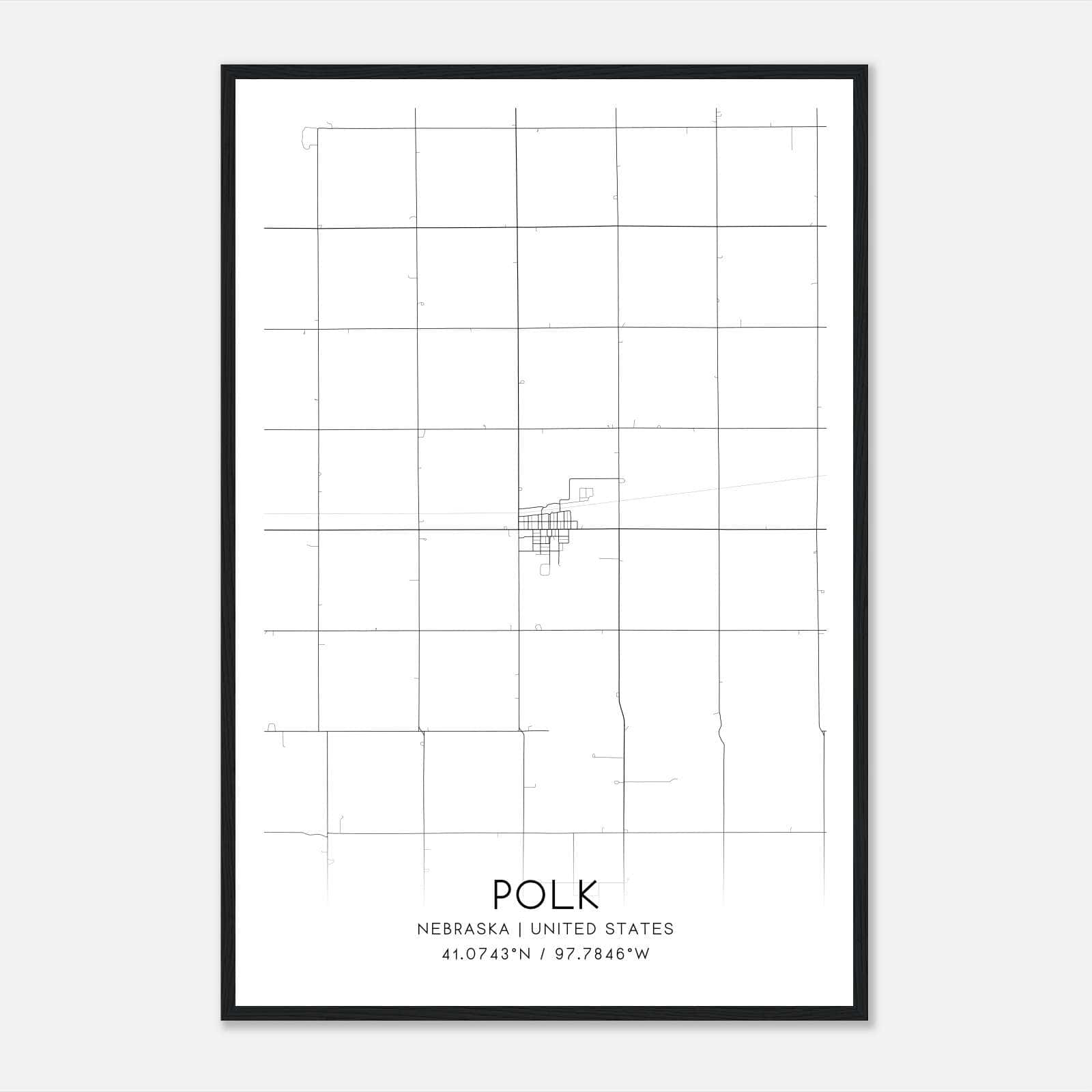 Polk Nebraska Map Poster, Modern Home Decor Wall Art Print Polk Nebraska Map Poster, Modern Home Decor Wall Art Print