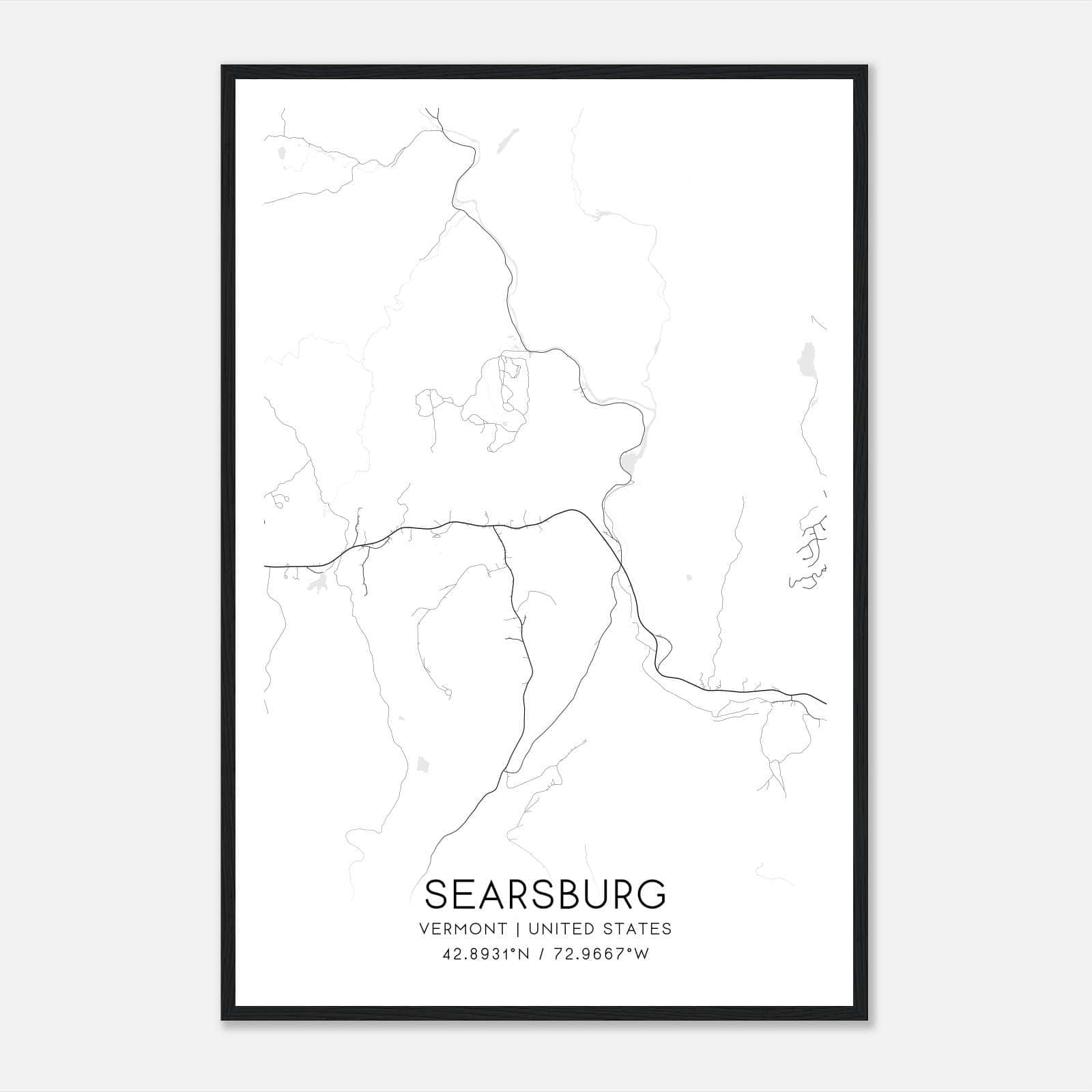 Searsburg Vermont Map Poster, Modern Home Decor Wall Art Print Searsburg Vermont Map Poster, Modern Home Decor Wall Art Print