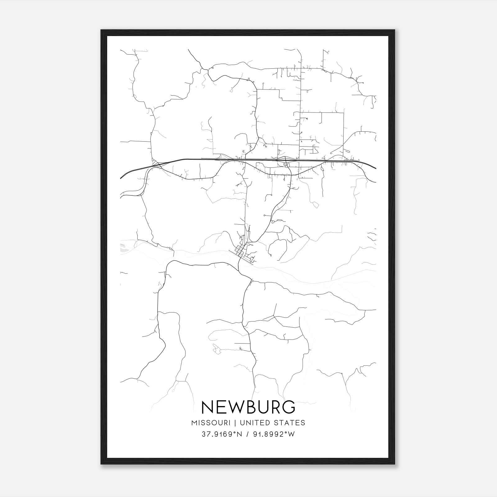 Newburg Missouri Map Poster, Modern Home Decor Wall Art Print Newburg Missouri Map Poster, Modern Home Decor Wall Art Print