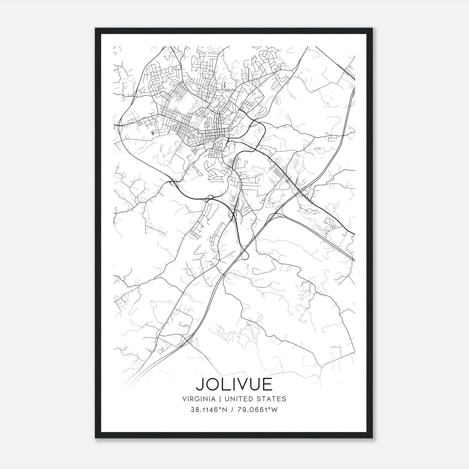 Jolivue Virginia Map Poster, Modern Home Decor Wall Art Print Jolivue Virginia Map Poster, Modern Home Decor Wall Art Print