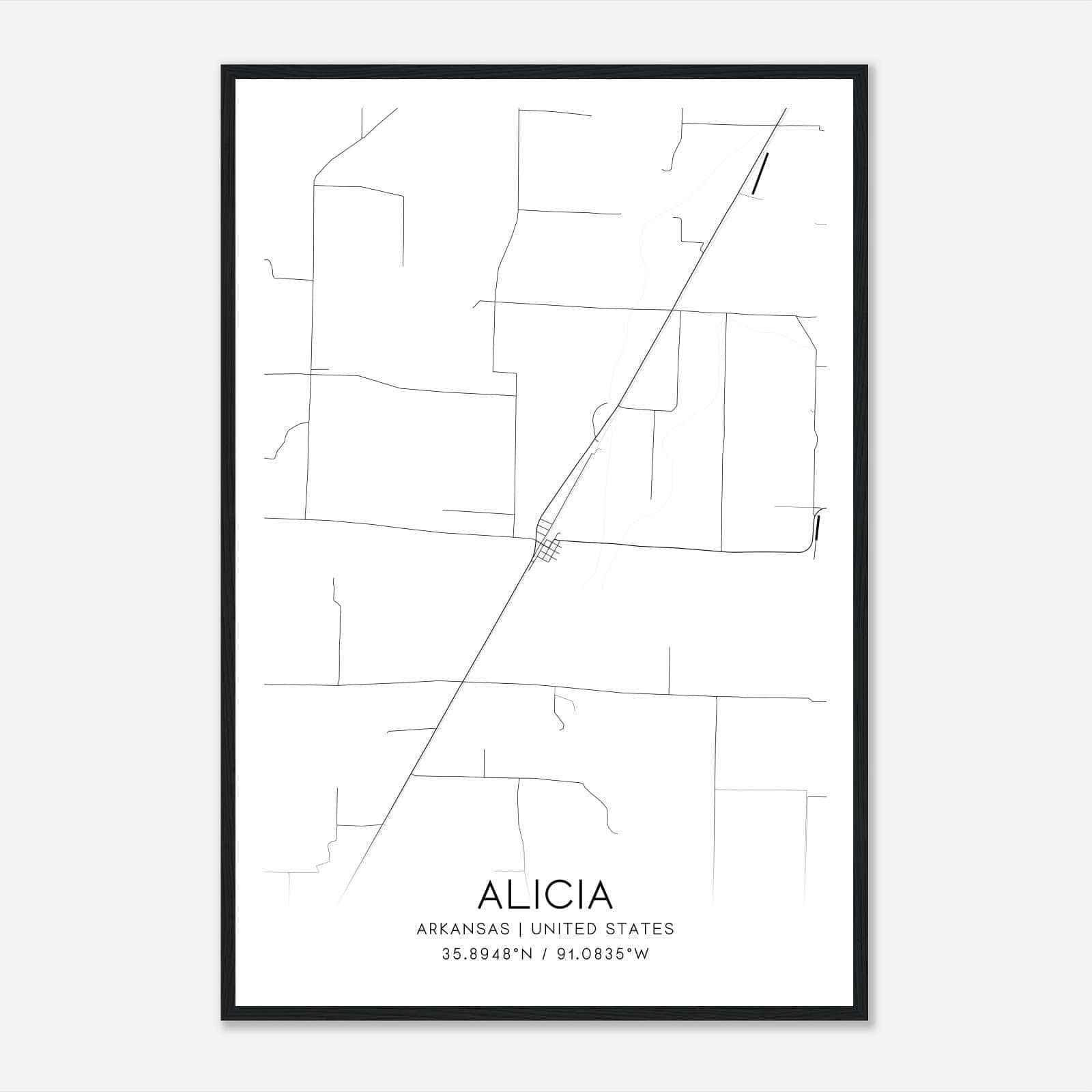 Alicia Arkansas Map Poster, Modern Home Decor Wall Art Print Alicia Arkansas Map Poster, Modern Home Decor Wall Art Print