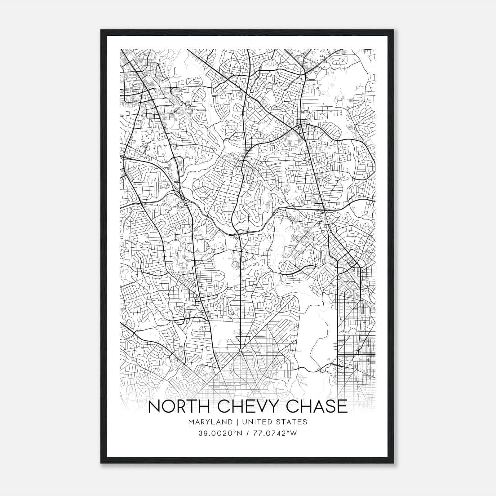 North Chevy Chase Maryland Map Poster, Modern Home Decor Wall Art Print North Chevy Chase Maryland Map Poster, Modern Home Decor Wall Art Print