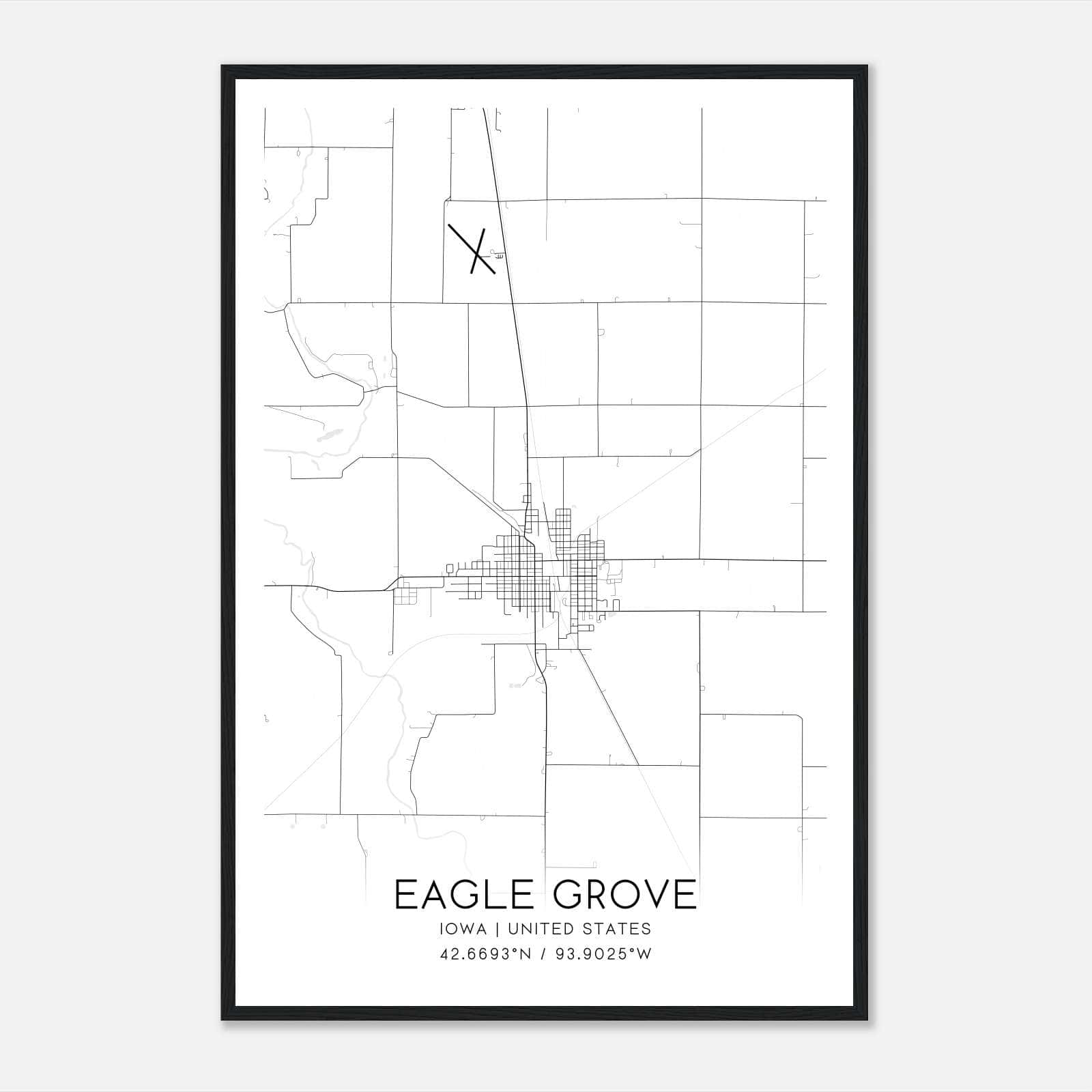 Eagle Grove Iowa Map Poster, Modern Home Decor Wall Art Print Eagle Grove Iowa Map Poster, Modern Home Decor Wall Art Print