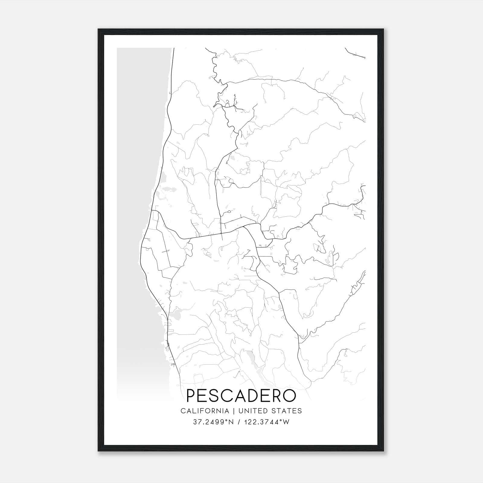 Pescadero California Map Poster, Modern Home Decor Wall Art Print Pescadero California Map Poster, Modern Home Decor Wall Art Print