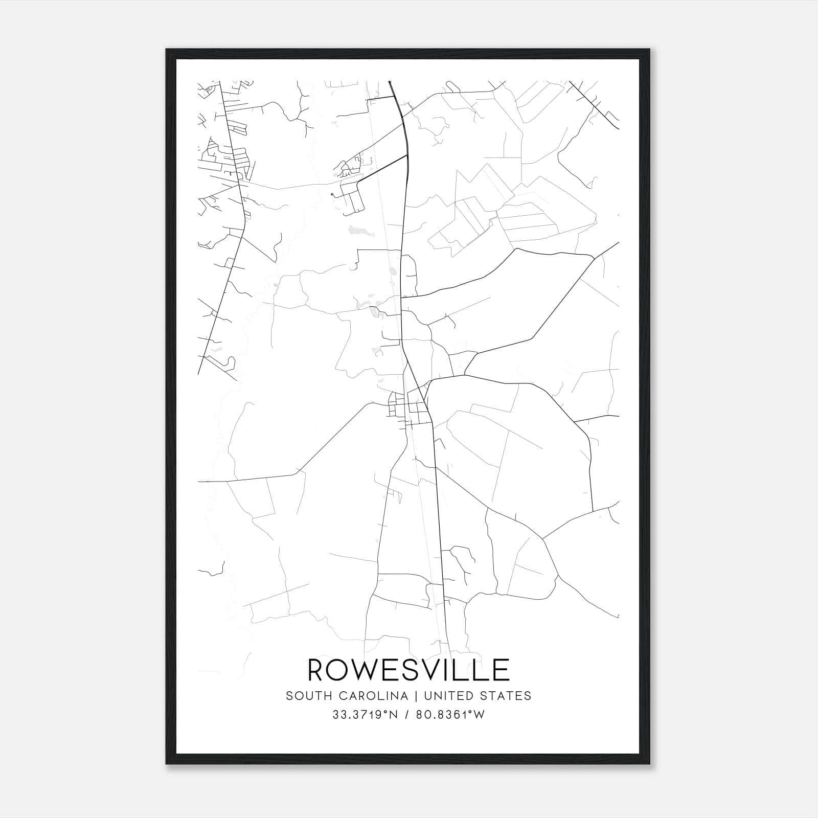 Rowesville South Carolina Map Poster, Modern Home Decor Wall Art Print Rowesville South Carolina Map Poster, Modern Home Decor Wall Art Print