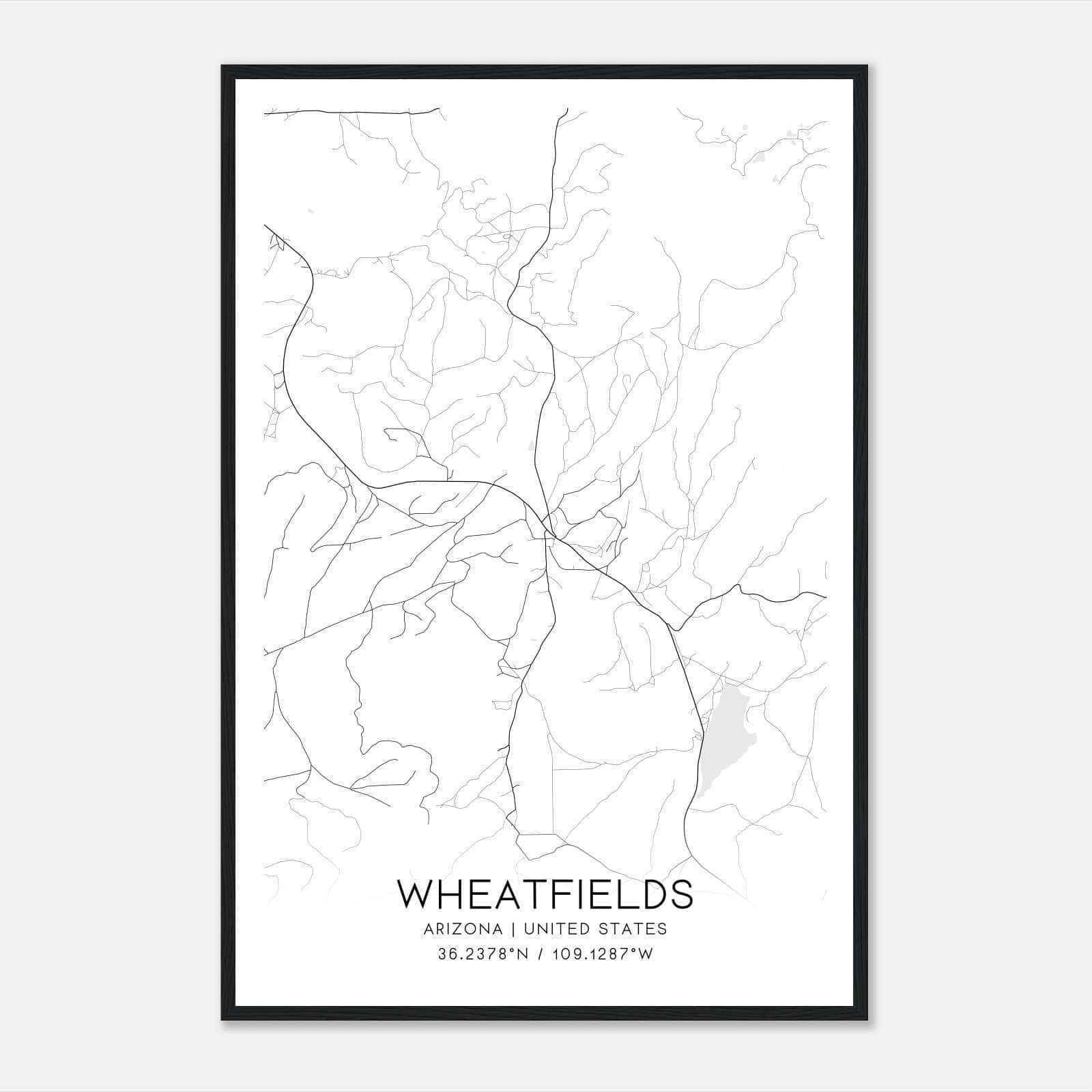 Wheatfields Arizona Map Poster, Modern Home Decor Wall Art Print Wheatfields Arizona Map Poster, Modern Home Decor Wall Art Print