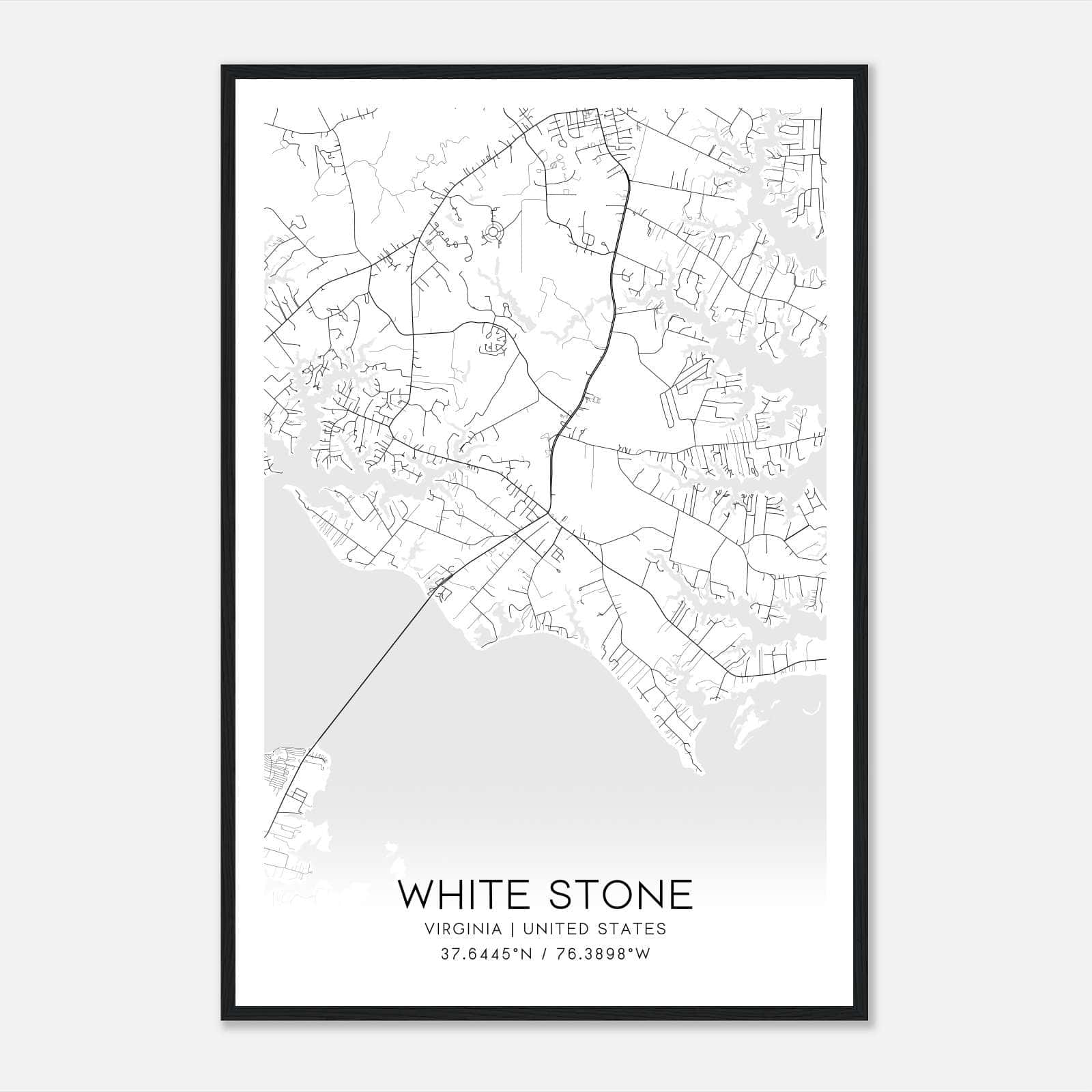 White Stone Virginia Map Poster, Modern Home Decor Wall Art Print White Stone Virginia Map Poster, Modern Home Decor Wall Art Print