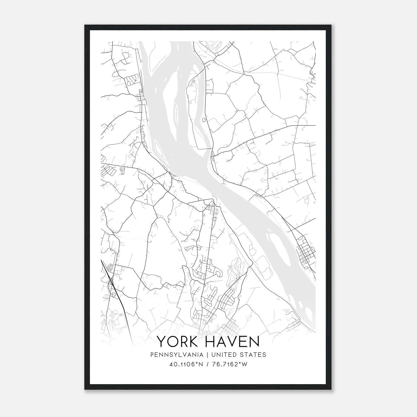York Haven Pennsylvania Map Poster, Modern Home Decor Wall Art Print York Haven Pennsylvania Map Poster, Modern Home Decor Wall Art Print