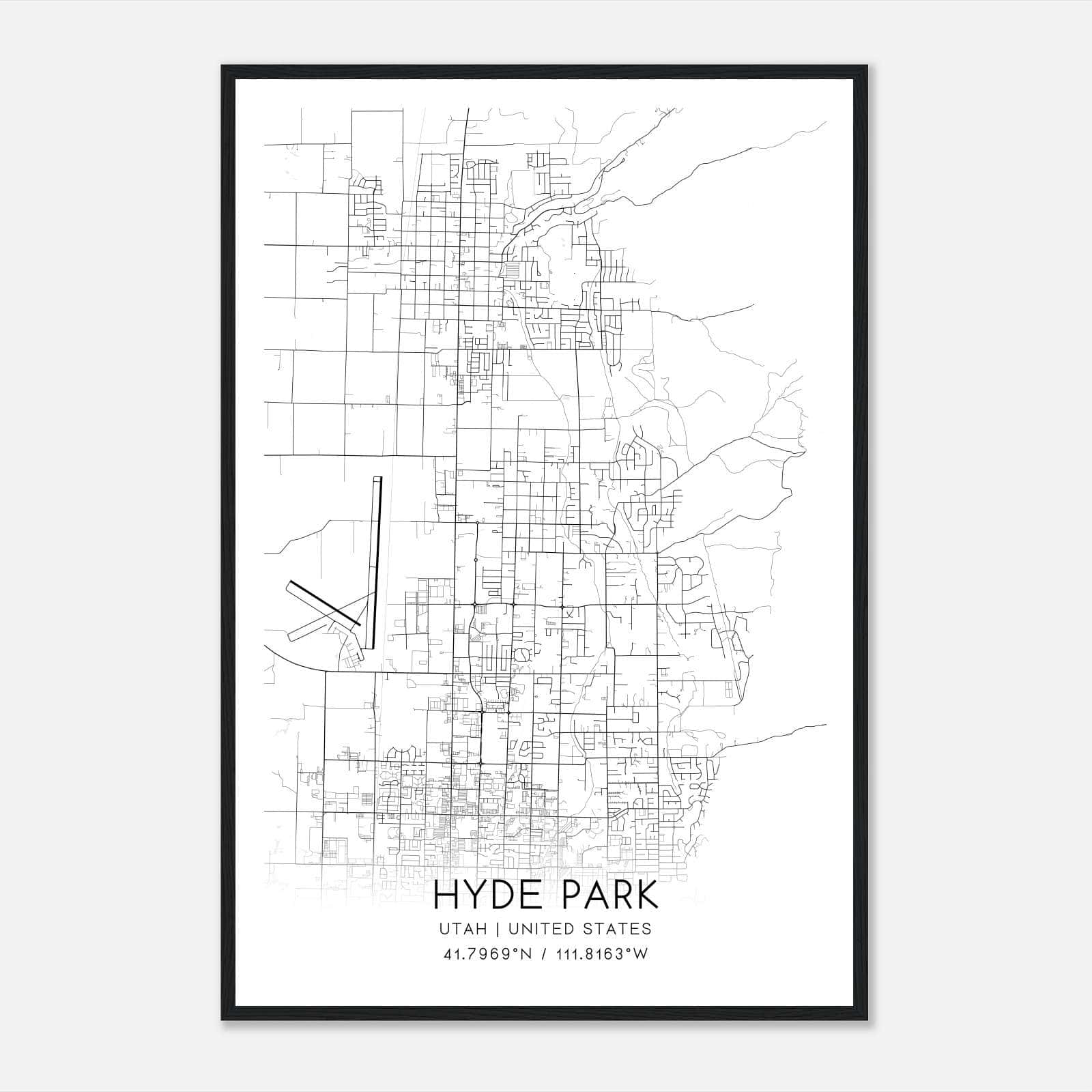 Hyde Park Utah Map Poster, Modern Home Decor Wall Art Print Hyde Park Utah Map Poster, Modern Home Decor Wall Art Print
