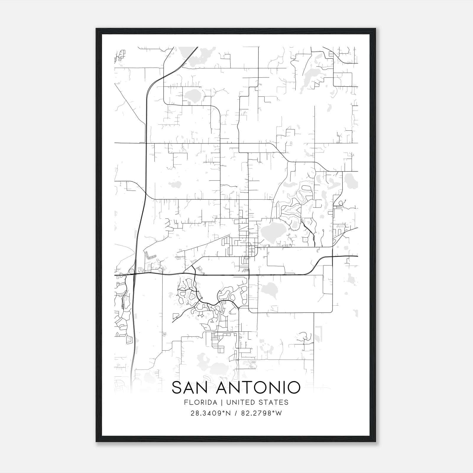 San Antonio Florida Map Poster, Modern Home Decor Wall Art Print San Antonio Florida Map Poster, Modern Home Decor Wall Art Print