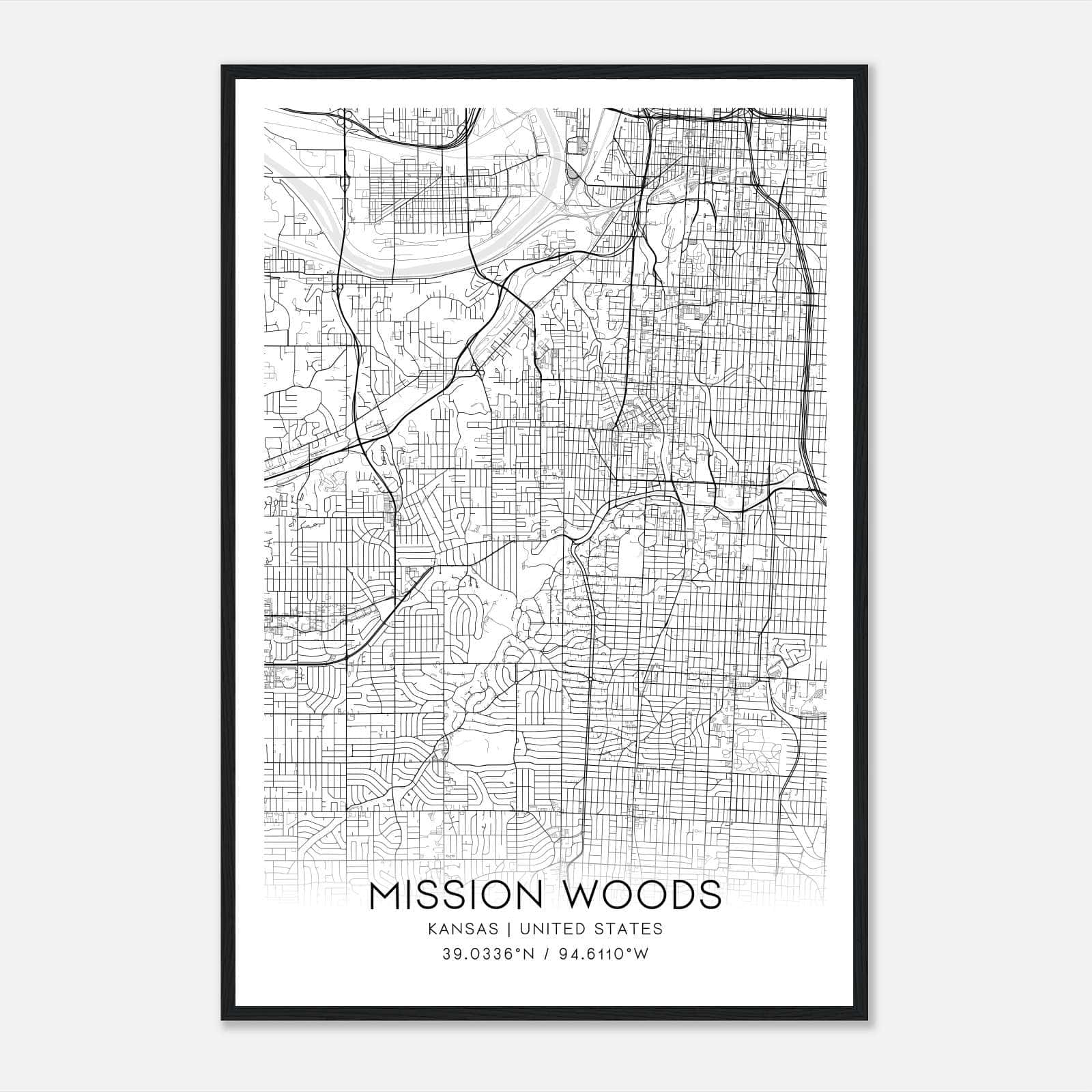 Mission Woods Kansas Map Poster, Modern Home Decor Wall Art Print Mission Woods Kansas Map Poster, Modern Home Decor Wall Art Print