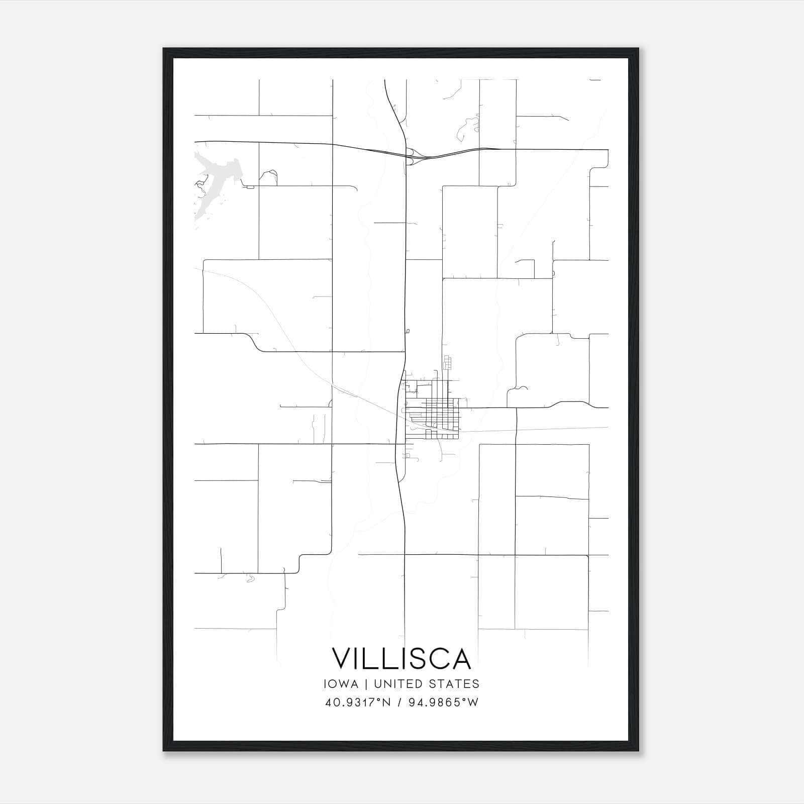 Villisca Iowa Map Poster, Modern Home Decor Wall Art Print Villisca Iowa Map Poster, Modern Home Decor Wall Art Print
