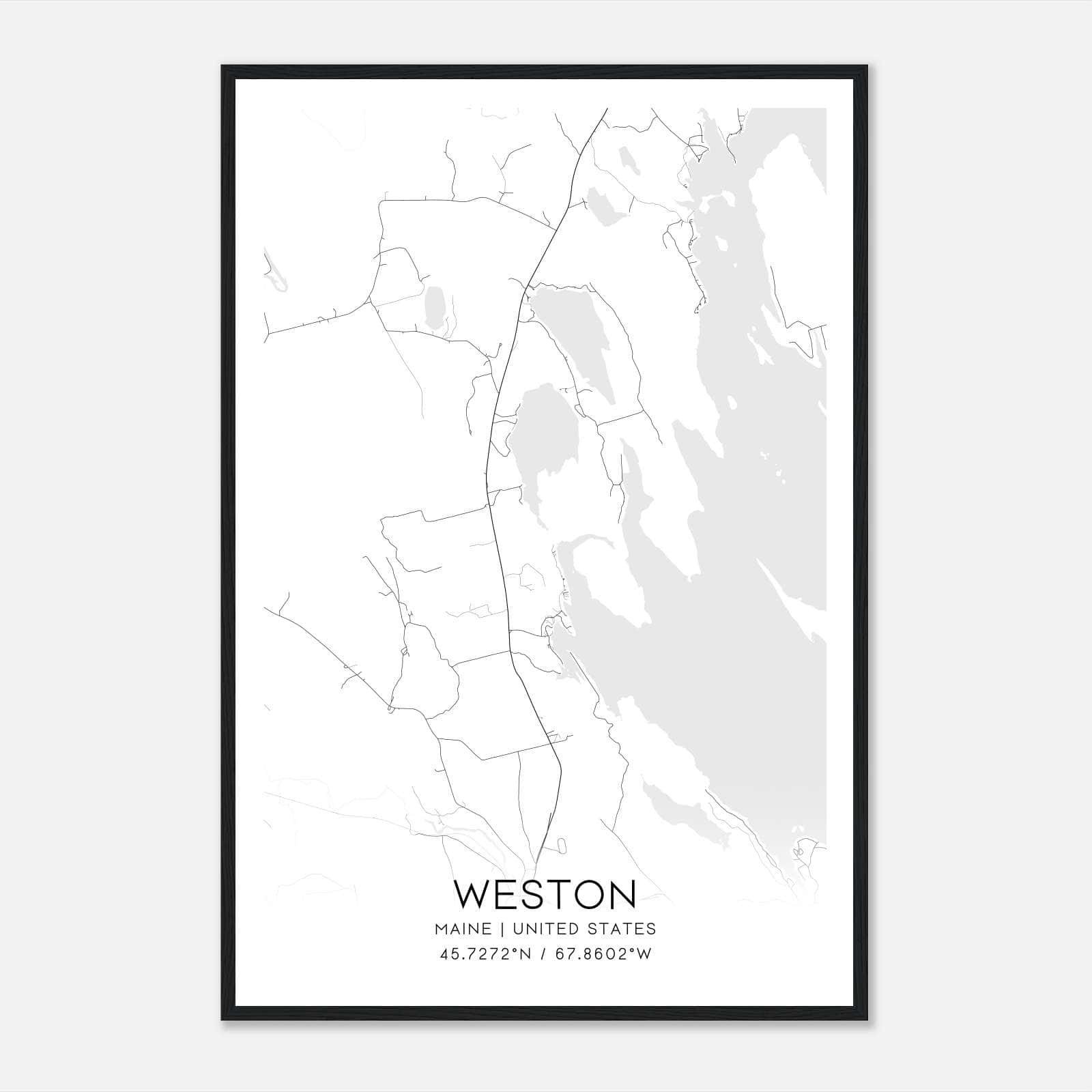 Weston Maine Map Poster, Modern Home Decor Wall Art Print Weston Maine Map Poster, Modern Home Decor Wall Art Print