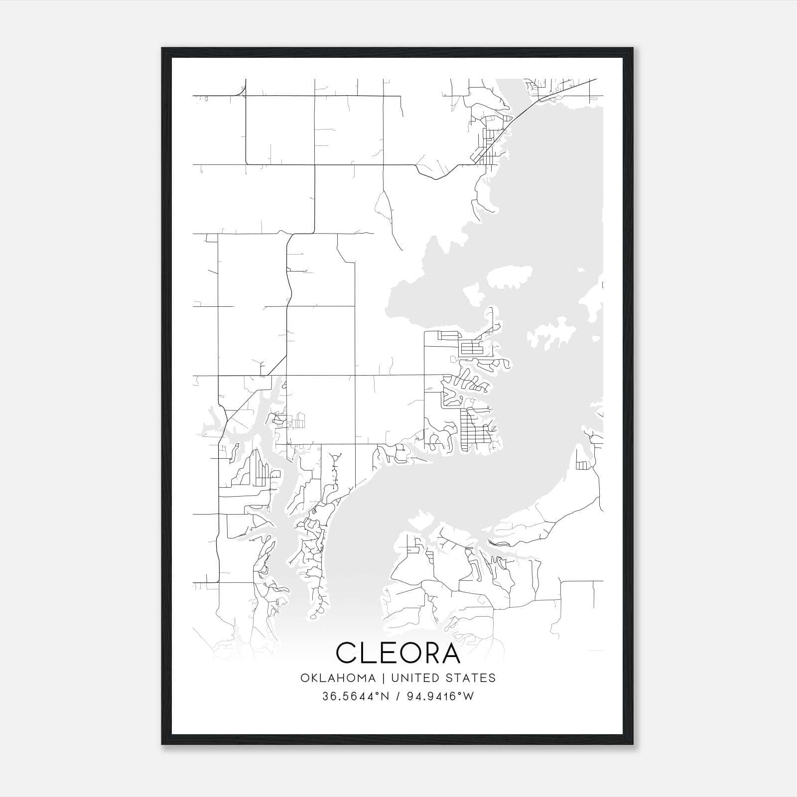 Cleora Oklahoma Map Poster, Modern Home Decor Wall Art Print Cleora Oklahoma Map Poster, Modern Home Decor Wall Art Print