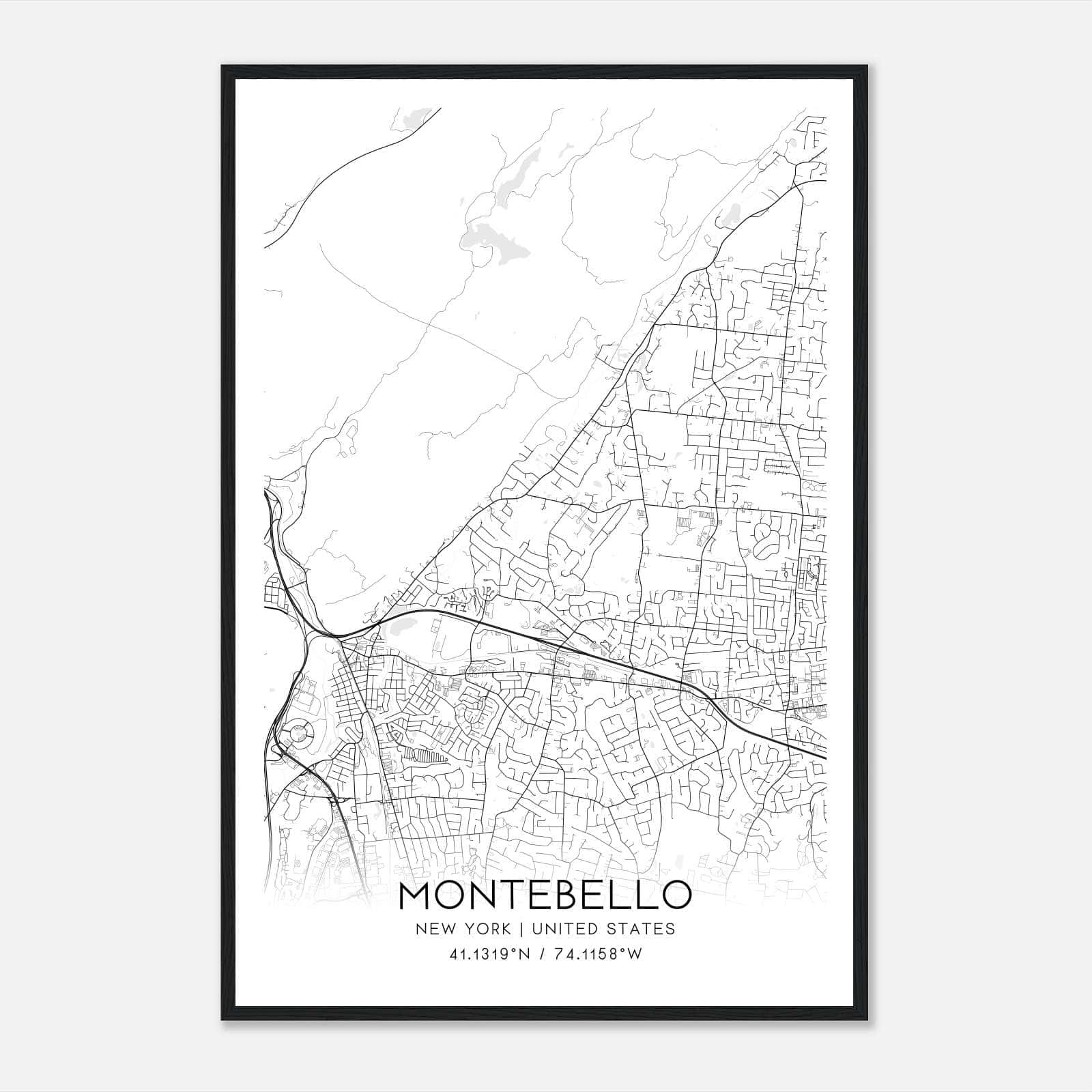 Montebello New York Map Poster, Modern Home Decor Wall Art Print Montebello New York Map Poster, Modern Home Decor Wall Art Print