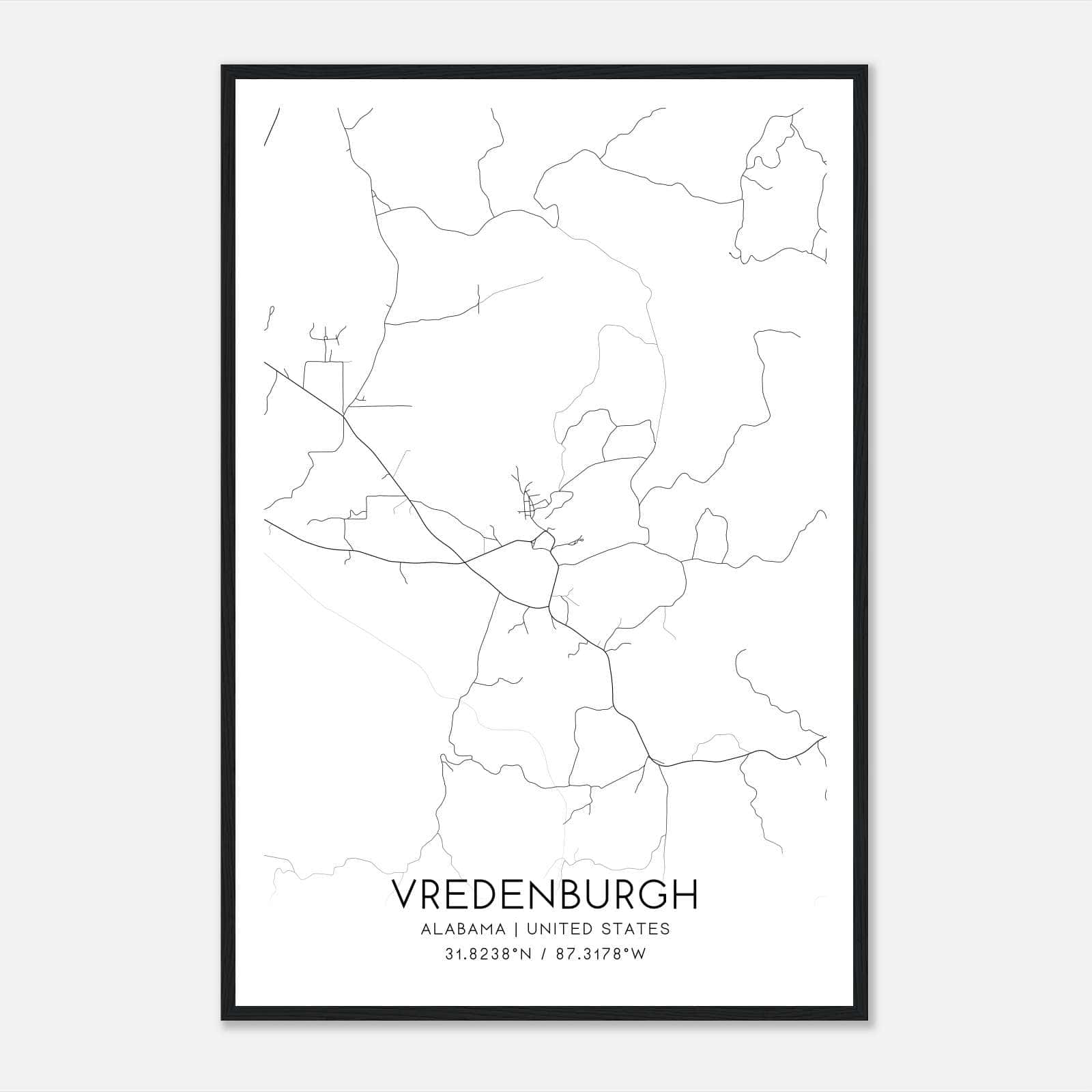 Vredenburgh Alabama Map Poster, Modern Home Decor Wall Art Print Vredenburgh Alabama Map Poster, Modern Home Decor Wall Art Print