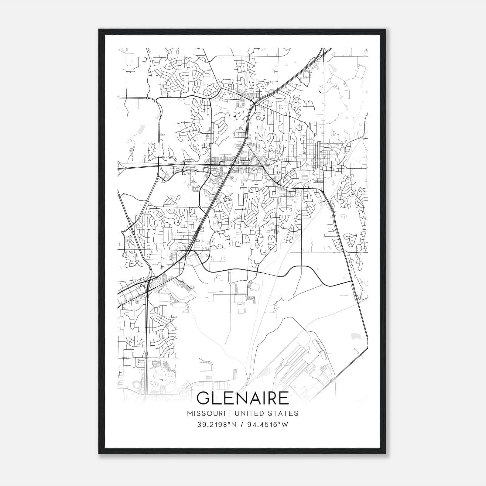 Glenaire Missouri Map Poster, Modern Home Decor Wall Art Print Glenaire Missouri Map Poster, Modern Home Decor Wall Art Print