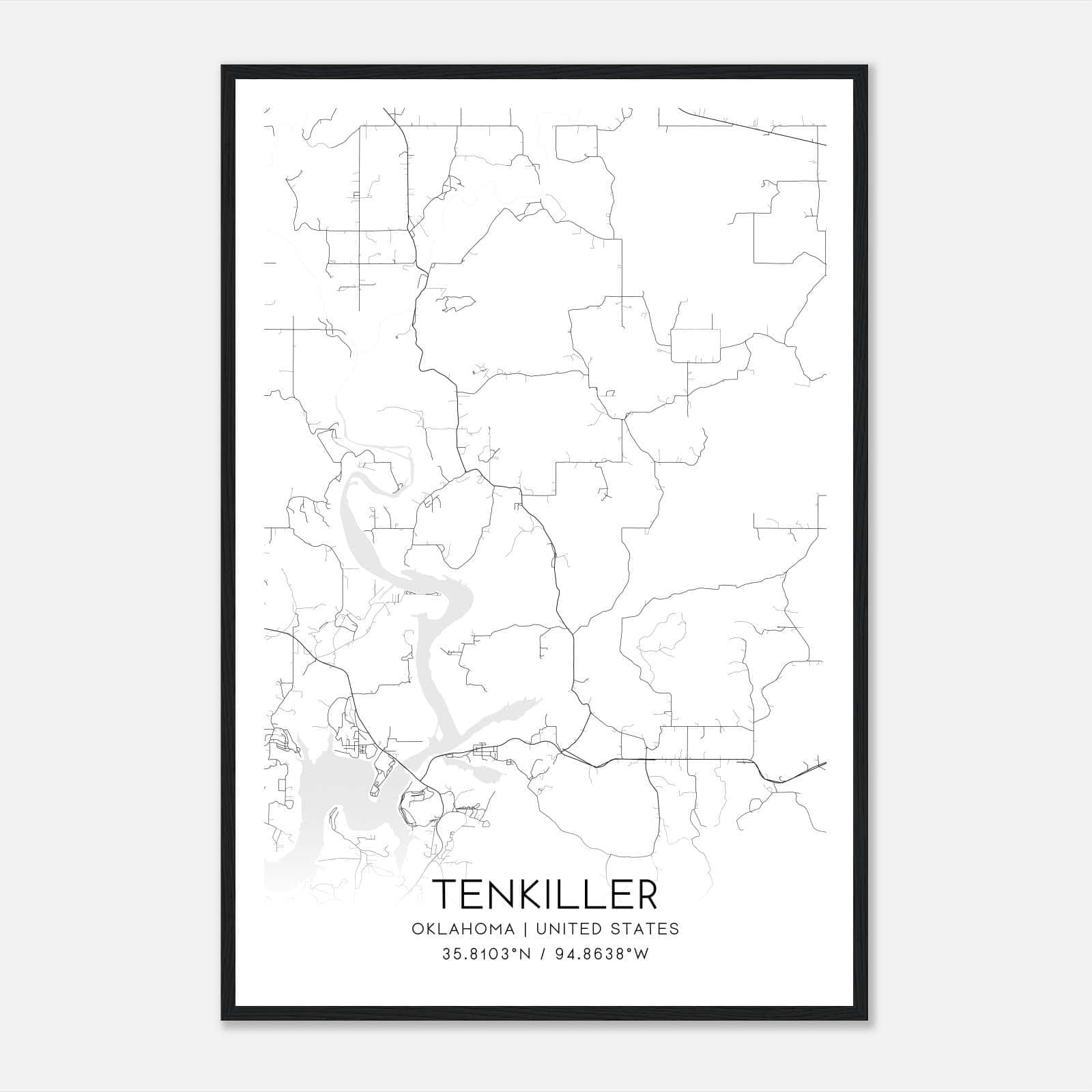 Tenkiller Oklahoma Map Poster, Modern Home Decor Wall Art Print Tenkiller Oklahoma Map Poster, Modern Home Decor Wall Art Print