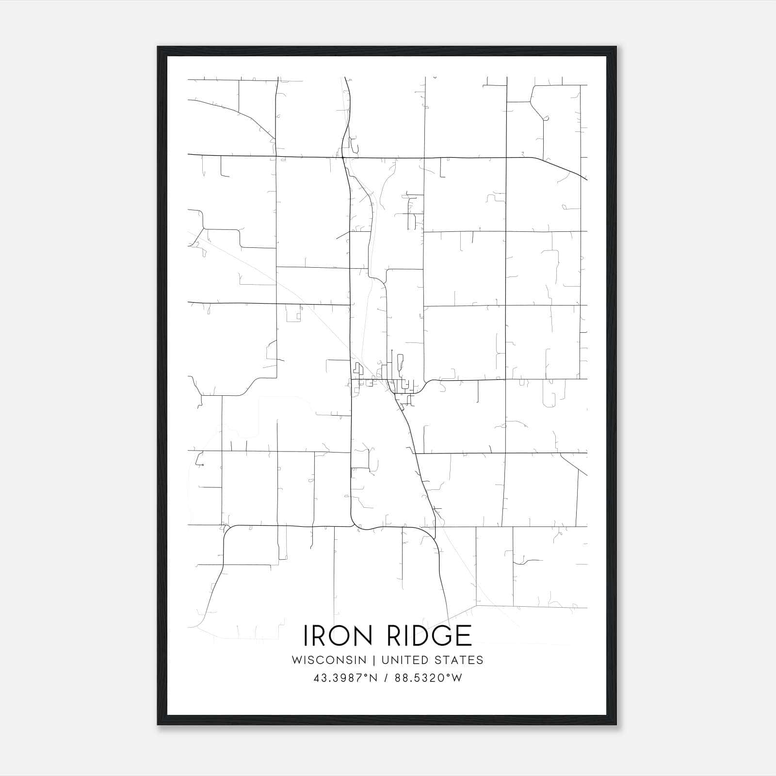 Iron Ridge Wisconsin Map Poster, Modern Home Decor Wall Art Print Iron Ridge Wisconsin Map Poster, Modern Home Decor Wall Art Print