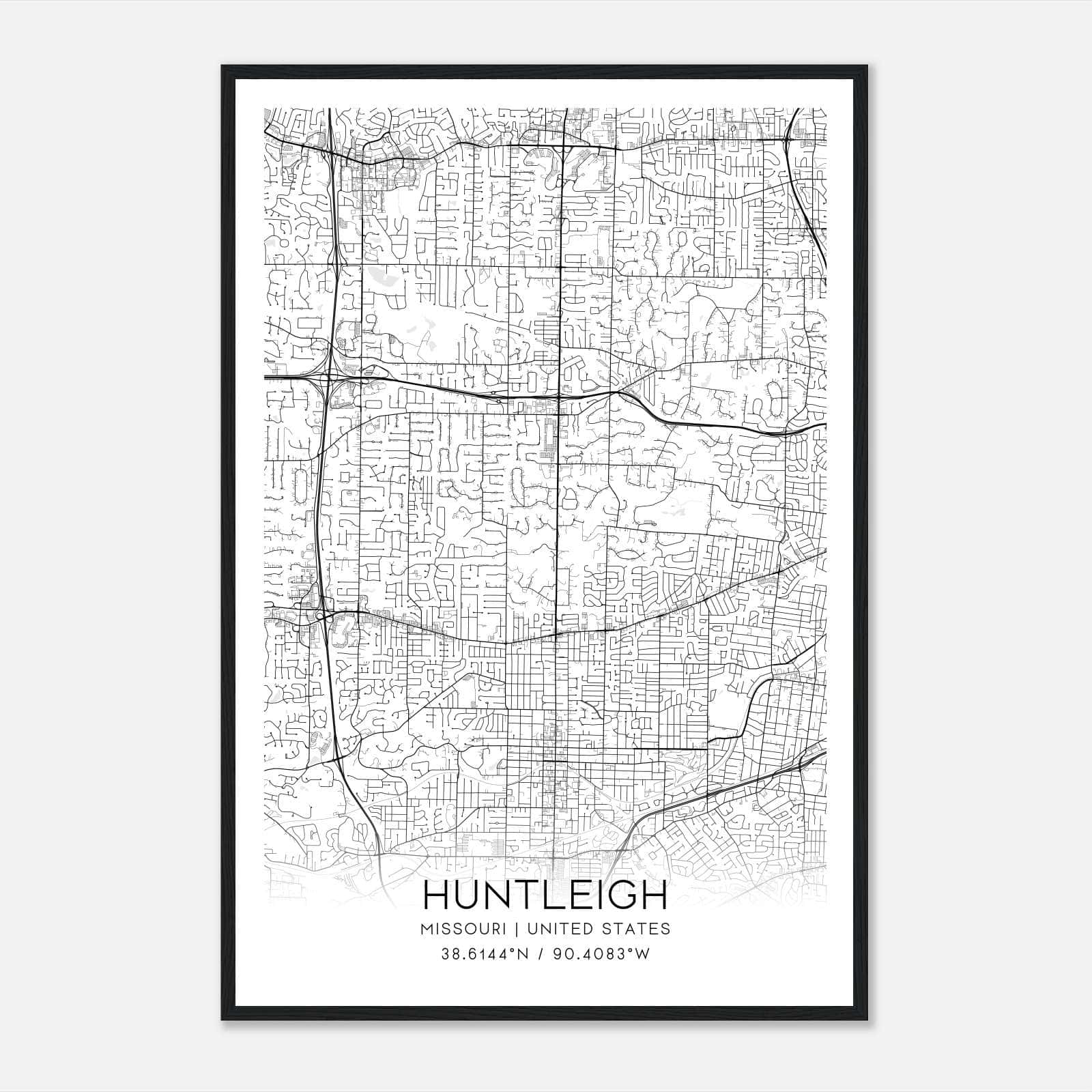 Huntleigh Missouri Map Poster, Modern Home Decor Wall Art Print Huntleigh Missouri Map Poster, Modern Home Decor Wall Art Print