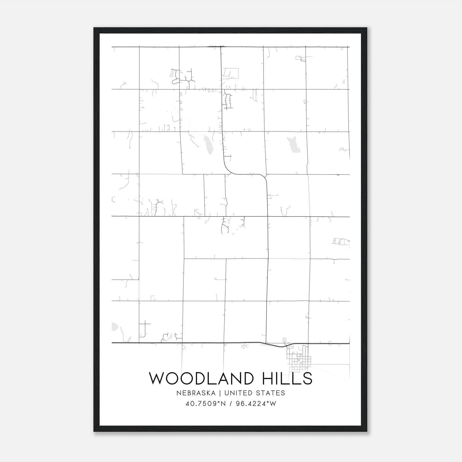 Woodland Hills Nebraska Map Poster, Modern Home Decor Wall Art Print Woodland Hills Nebraska Map Poster, Modern Home Decor Wall Art Print