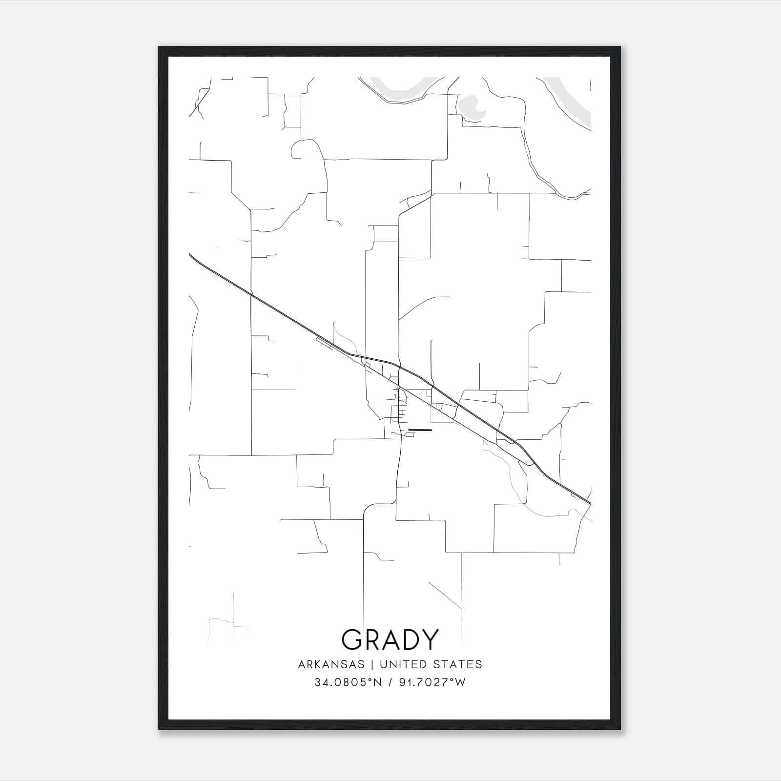 Grady Arkansas Map Poster, Modern Home Decor Wall Art Print Grady Arkansas Map Poster, Modern Home Decor Wall Art Print