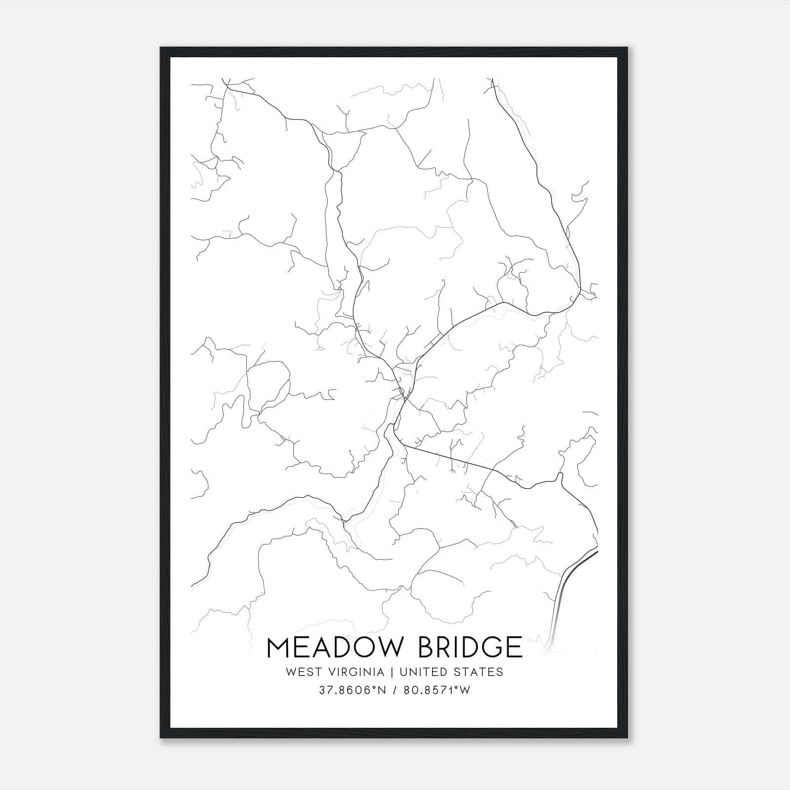 Meadow Bridge West Virginia Map Poster, Modern Home Decor Wall Art Print Meadow Bridge West Virginia Map Poster, Modern Home Decor Wall Art Print