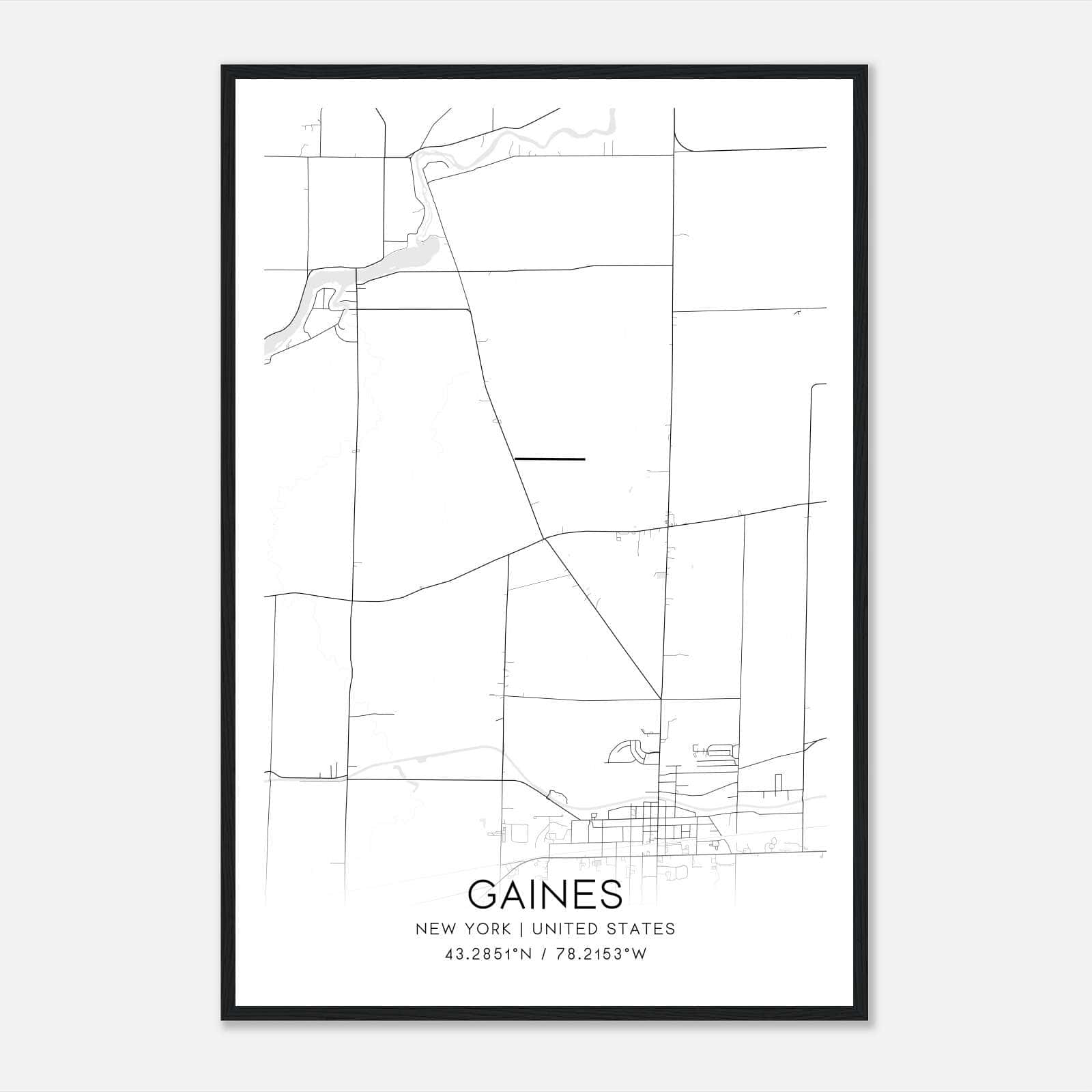 Gaines New York Map Poster, Modern Home Decor Wall Art Print Gaines New York Map Poster, Modern Home Decor Wall Art Print