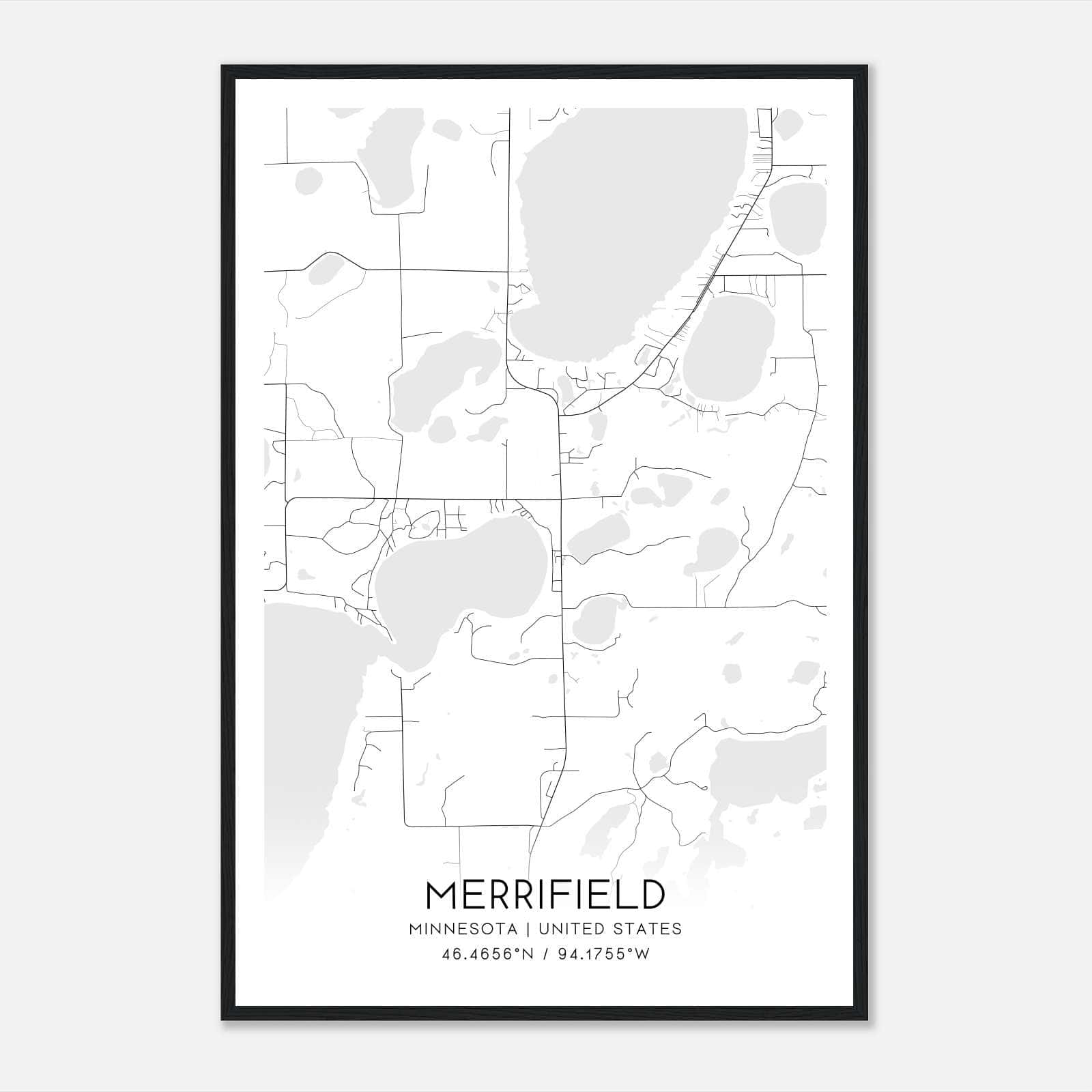 Merrifield Minnesota Map Poster, Modern Home Decor Wall Art Print Merrifield Minnesota Map Poster, Modern Home Decor Wall Art Print