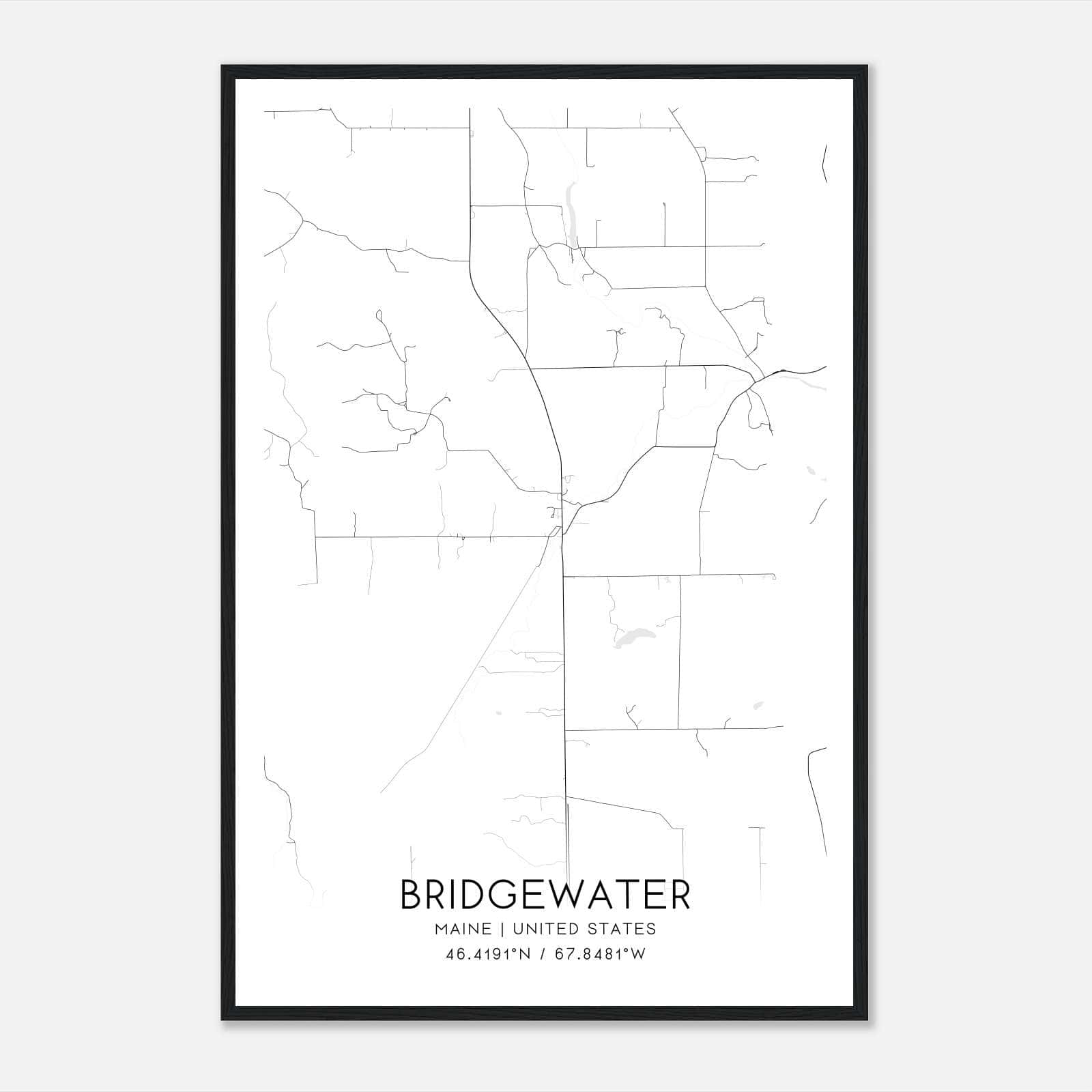 Bridgewater Maine Map Poster, Modern Home Decor Wall Art Print Bridgewater Maine Map Poster, Modern Home Decor Wall Art Print
