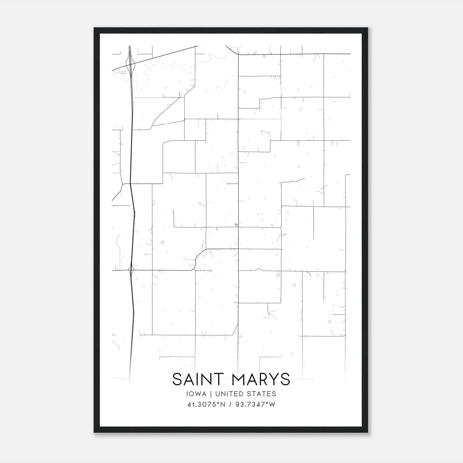 Saint Marys Iowa Map Poster, Modern Home Decor Wall Art Print Saint Marys Iowa Map Poster, Modern Home Decor Wall Art Print