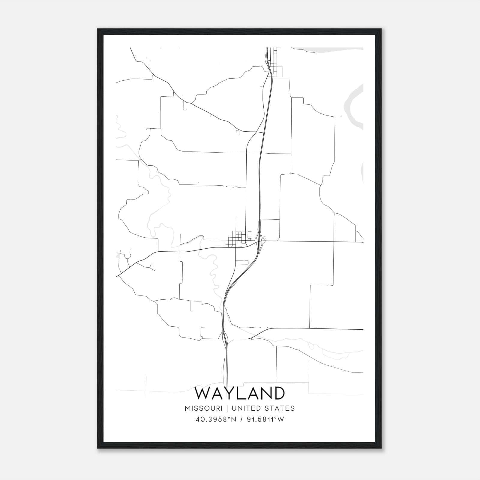 Wayland Missouri Map Poster, Modern Home Decor Wall Art Print Wayland Missouri Map Poster, Modern Home Decor Wall Art Print