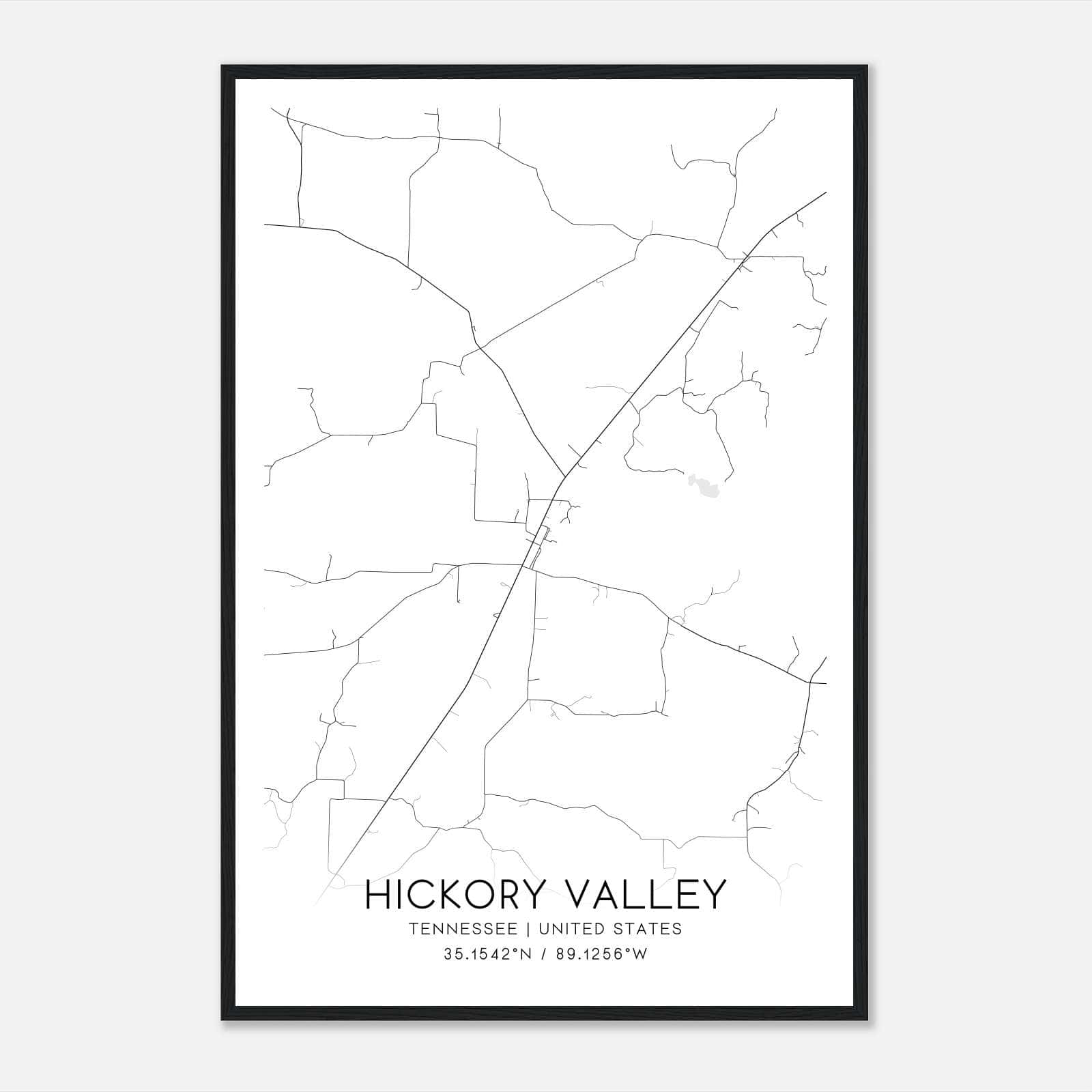 Hickory Valley Tennessee Map Poster, Modern Home Decor Wall Art Print Hickory Valley Tennessee Map Poster, Modern Home Decor Wall Art Print