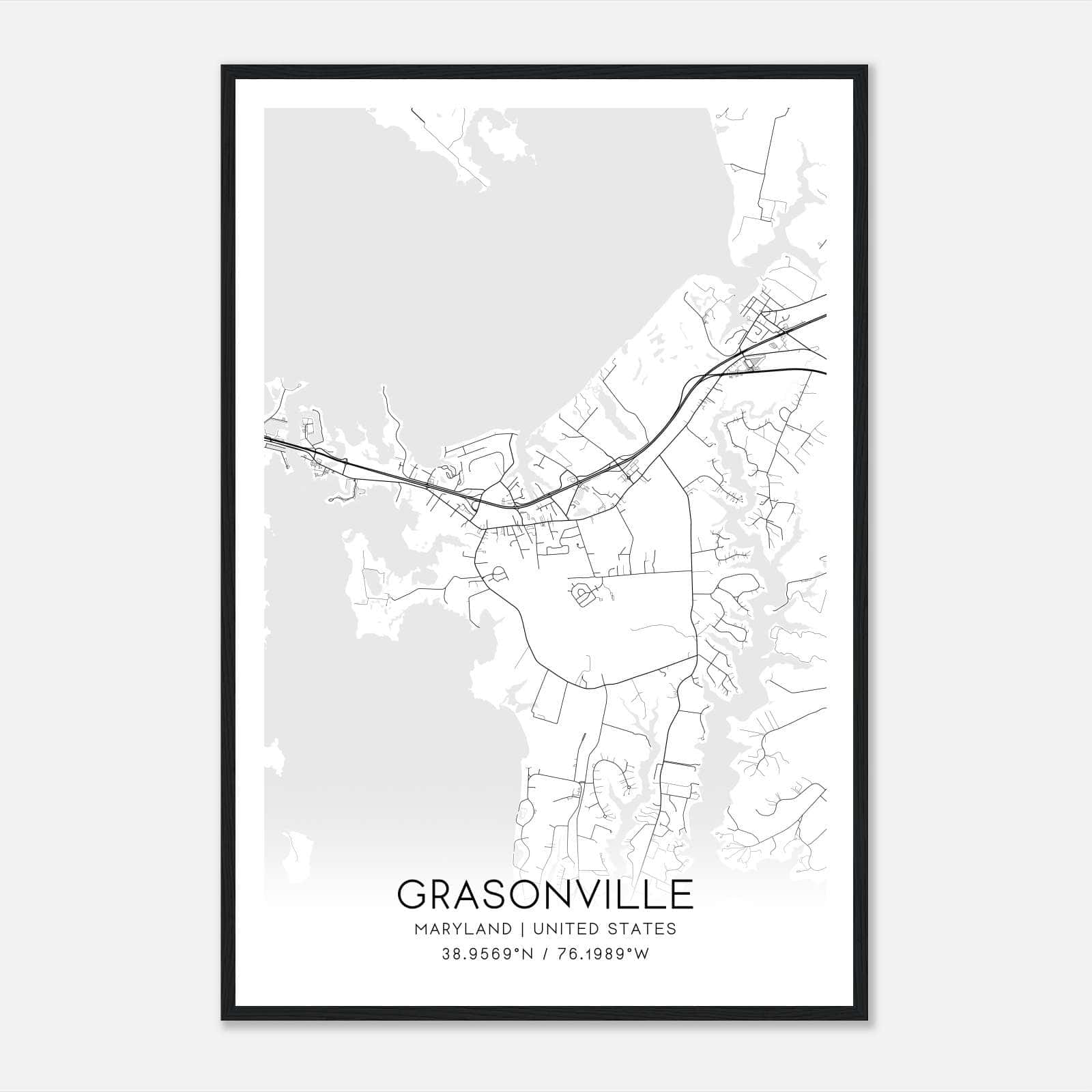 Grasonville Maryland Map Poster, Modern Home Decor Wall Art Print Grasonville Maryland Map Poster, Modern Home Decor Wall Art Print