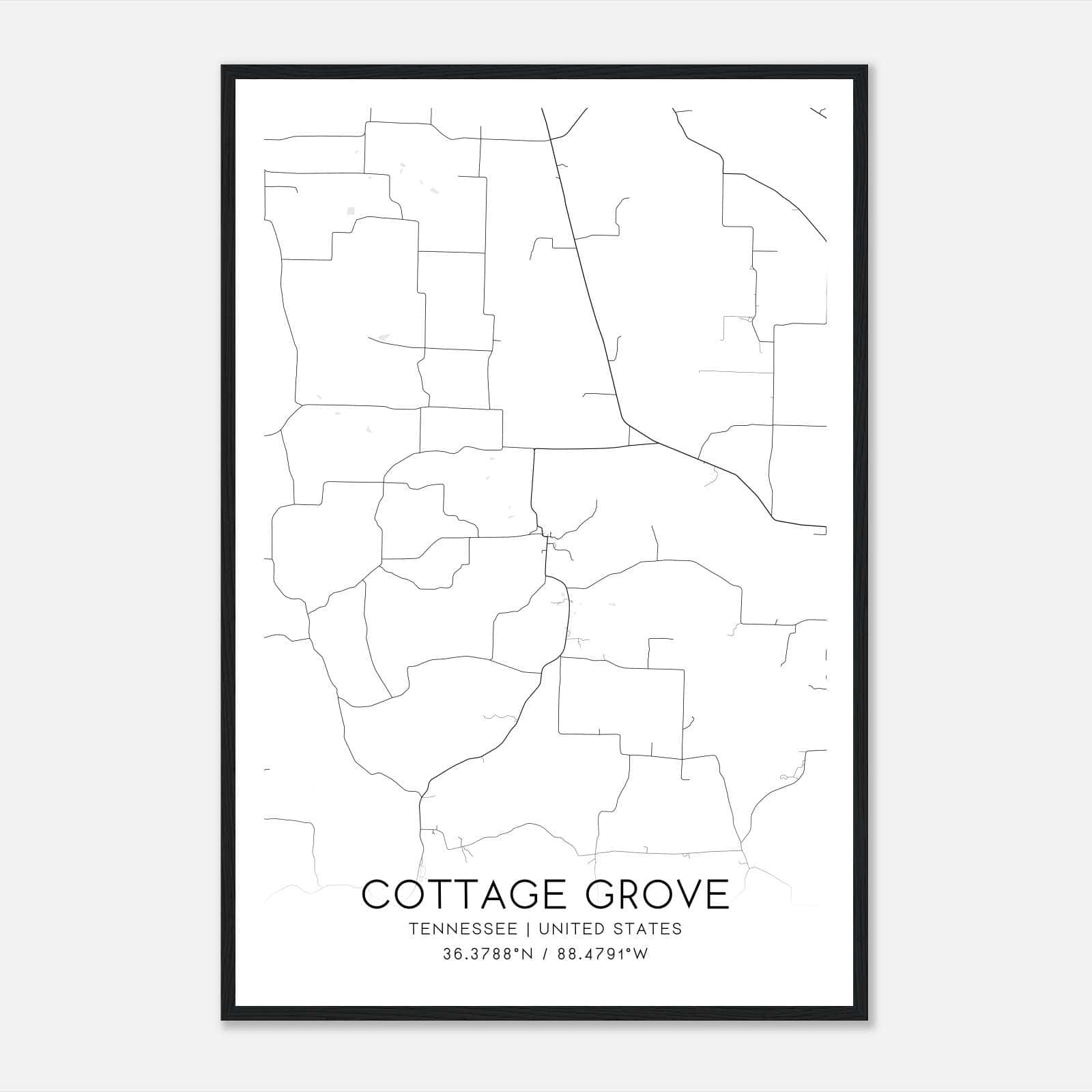Cottage Grove Tennessee Map Poster, Modern Home Decor Wall Art Print Cottage Grove Tennessee Map Poster, Modern Home Decor Wall Art Print