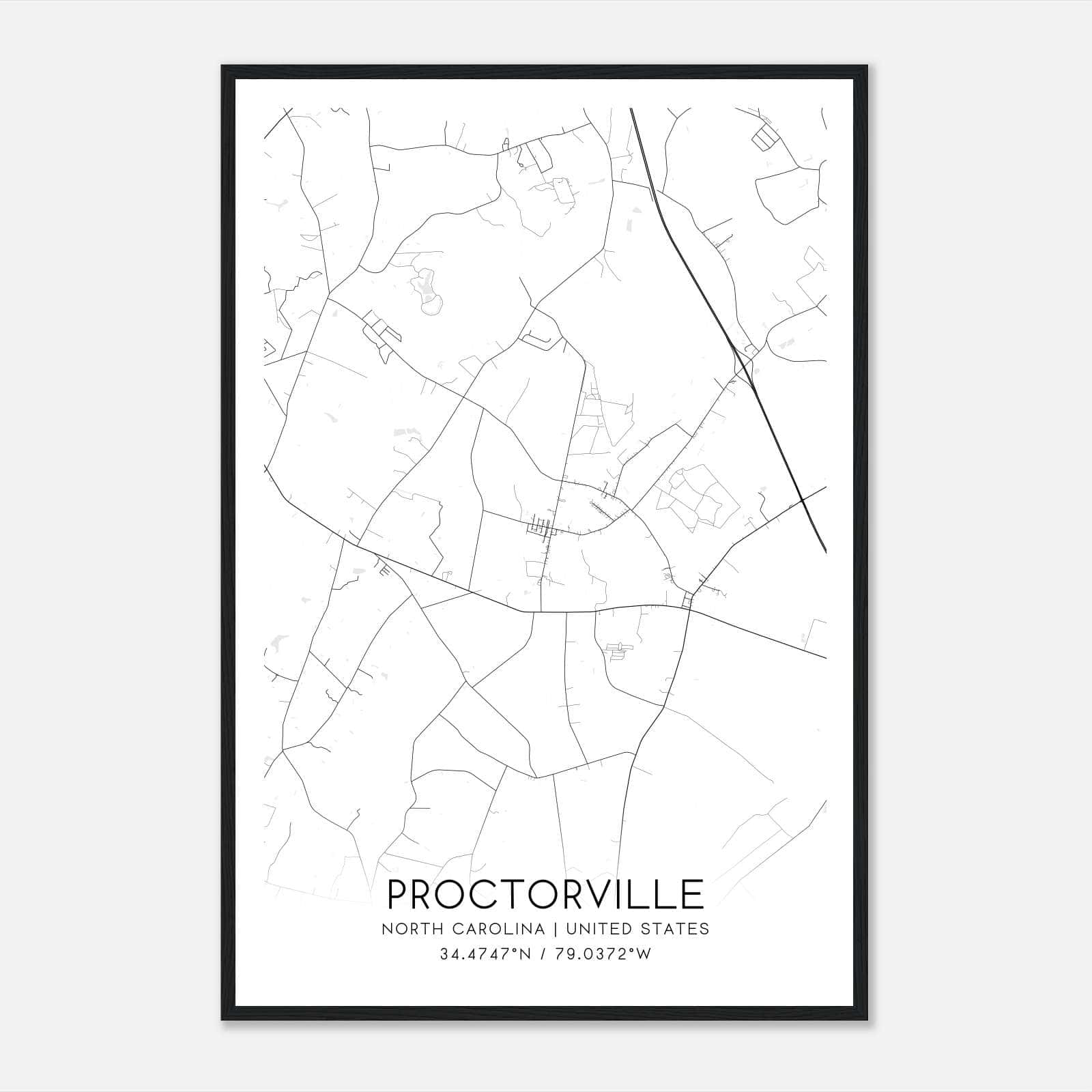 Proctorville North Carolina Map Poster, Modern Home Decor Wall Art Print Proctorville North Carolina Map Poster, Modern Home Decor Wall Art Print