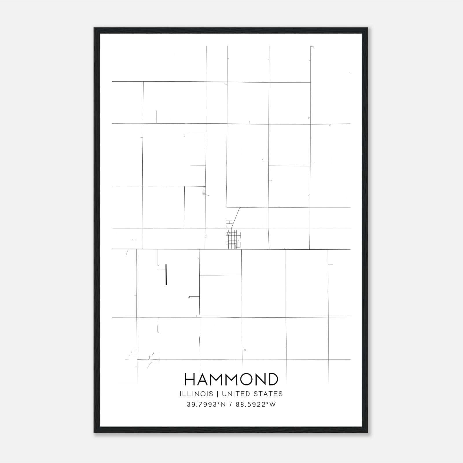 Hammond Illinois Map Poster, Modern Home Decor Wall Art Print Hammond Illinois Map Poster, Modern Home Decor Wall Art Print