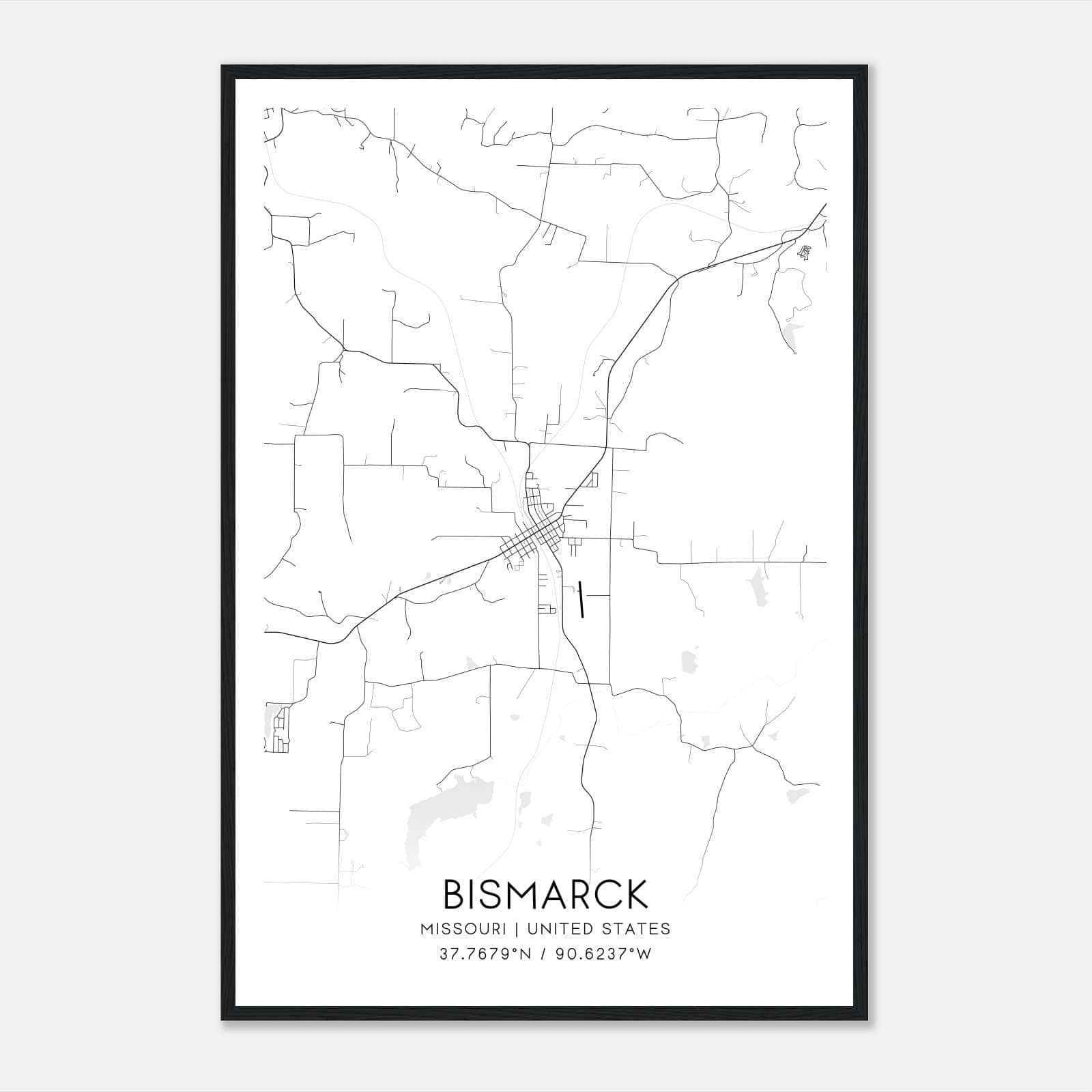 Bismarck Missouri Map Poster, Modern Home Decor Wall Art Print Bismarck Missouri Map Poster, Modern Home Decor Wall Art Print