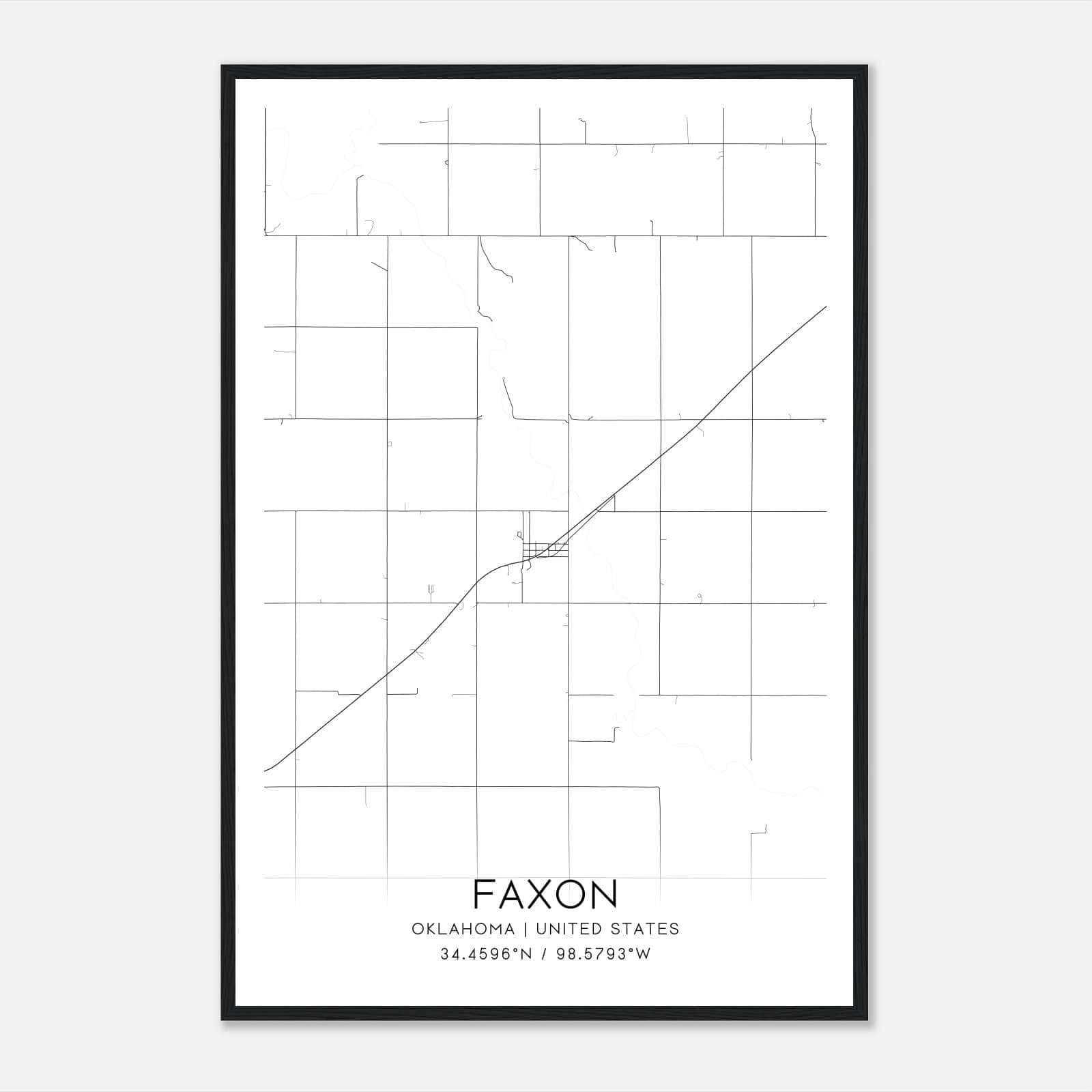 Faxon Oklahoma Map Poster, Modern Home Decor Wall Art Print Faxon Oklahoma Map Poster, Modern Home Decor Wall Art Print