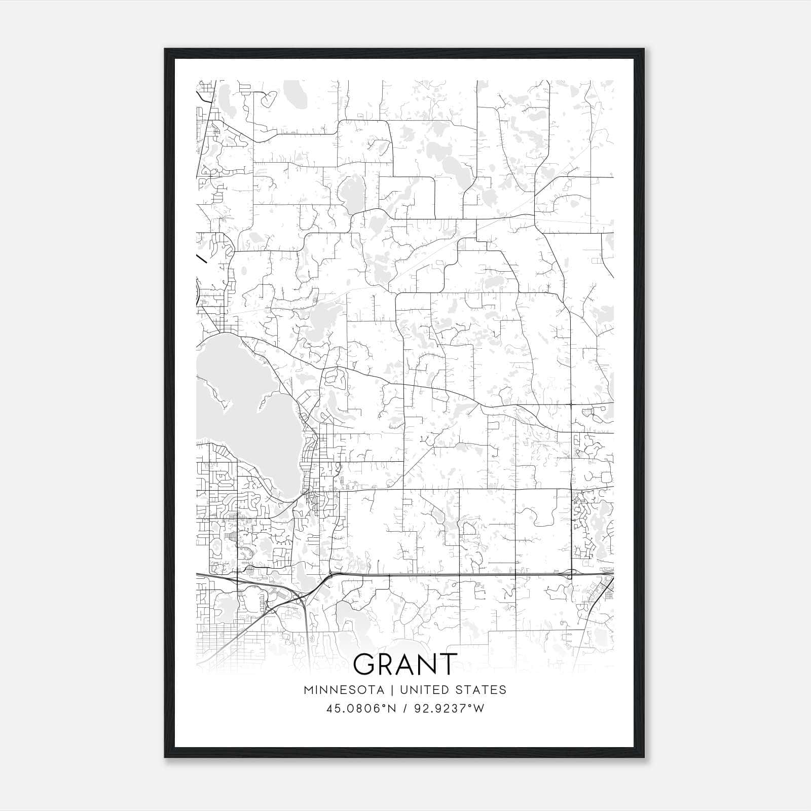 Grant Minnesota Map Poster, Modern Home Decor Wall Art Print Grant Minnesota Map Poster, Modern Home Decor Wall Art Print