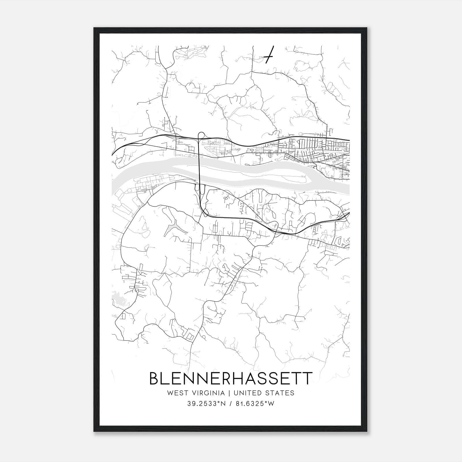 Blennerhassett West Virginia Map Poster, Modern Home Decor Wall Art Print Blennerhassett West Virginia Map Poster, Modern Home Decor Wall Art Print