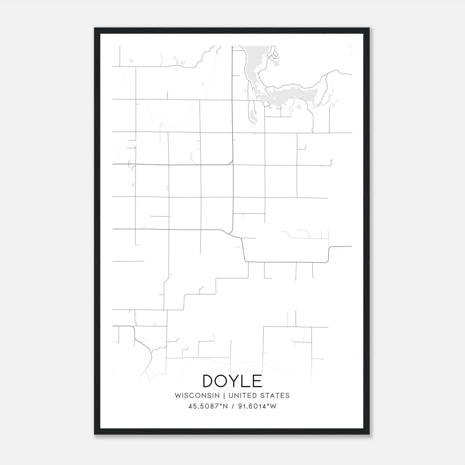 Doyle Wisconsin Map Poster, Modern Home Decor Wall Art Print Doyle Wisconsin Map Poster, Modern Home Decor Wall Art Print